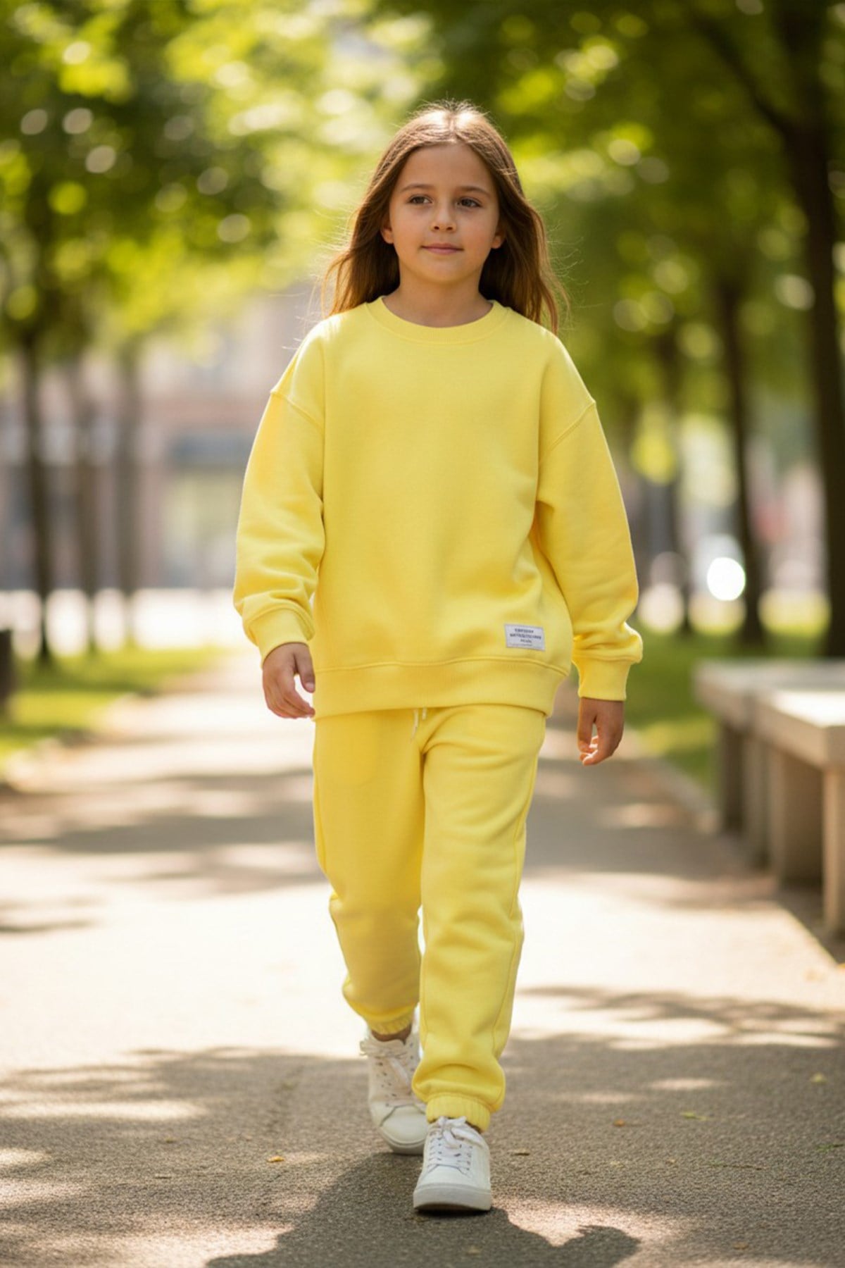 Unisex Çocuk Eşofman Takımı Yeşil – Oversize Sweatshirt & Jogger Alt Rahat Günlük Spor Takım