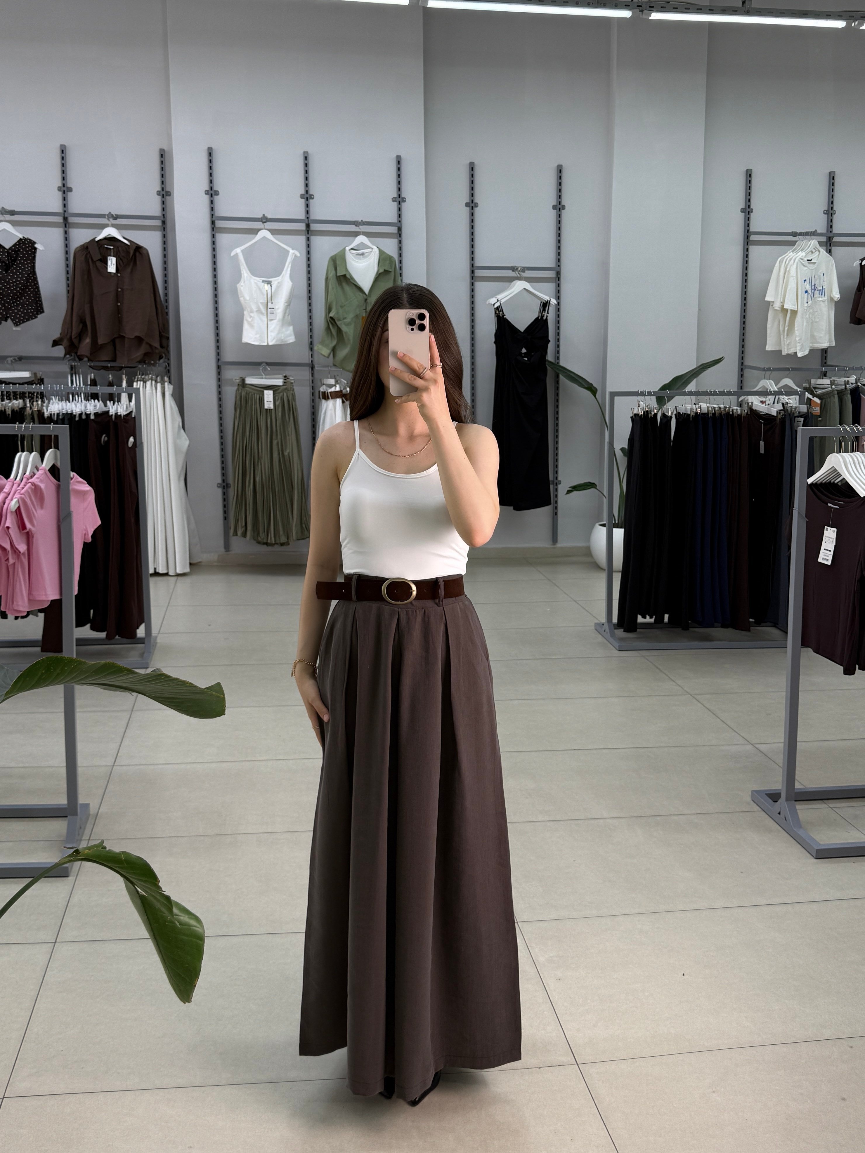 Kemerli Etek Pantolon 