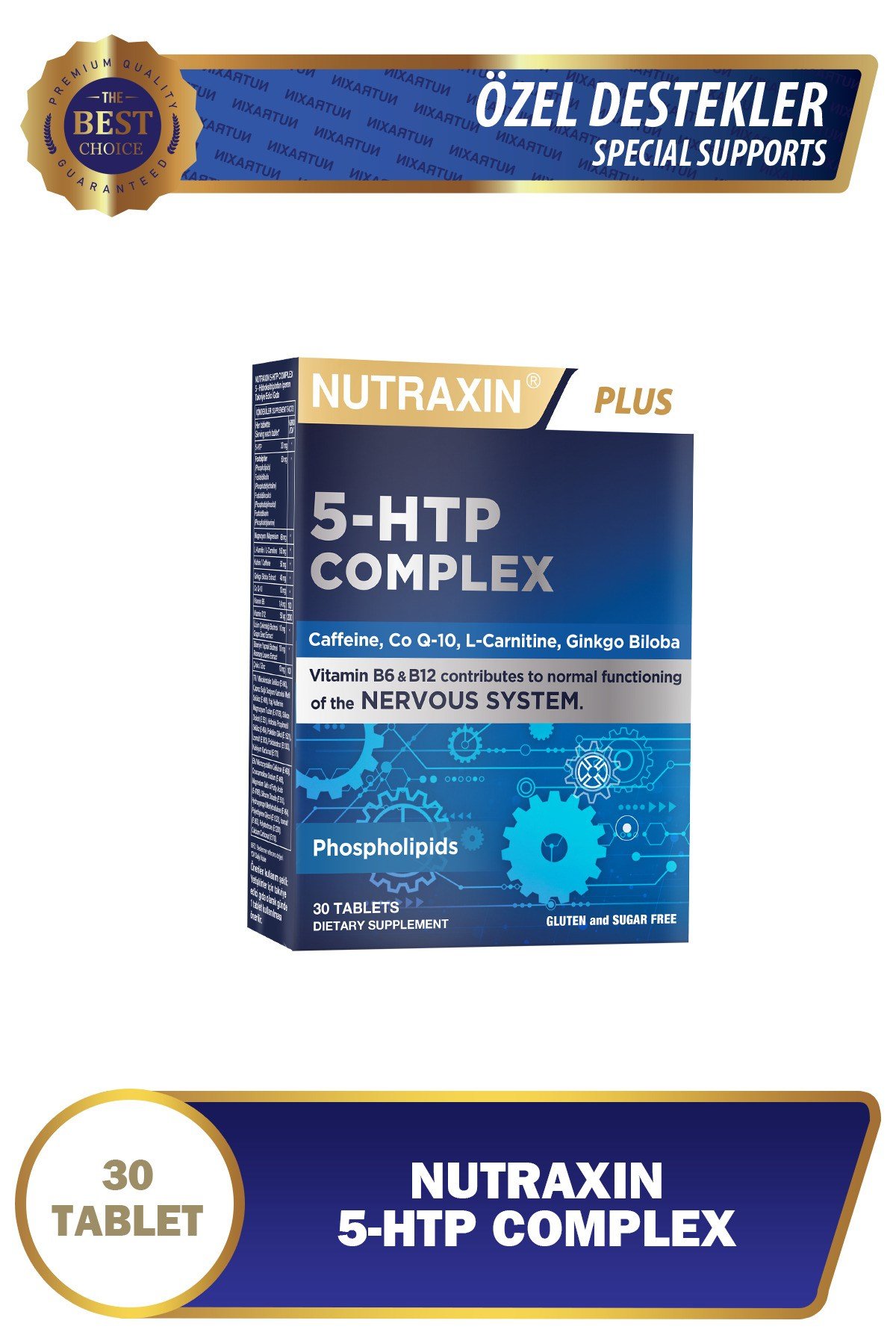 5-HTP Complex 30 Tablet–Serotonin Desteği, B6 & B12 Vitaminli, Ginkgo Biloba ve Koenzim Q10 İçerikli