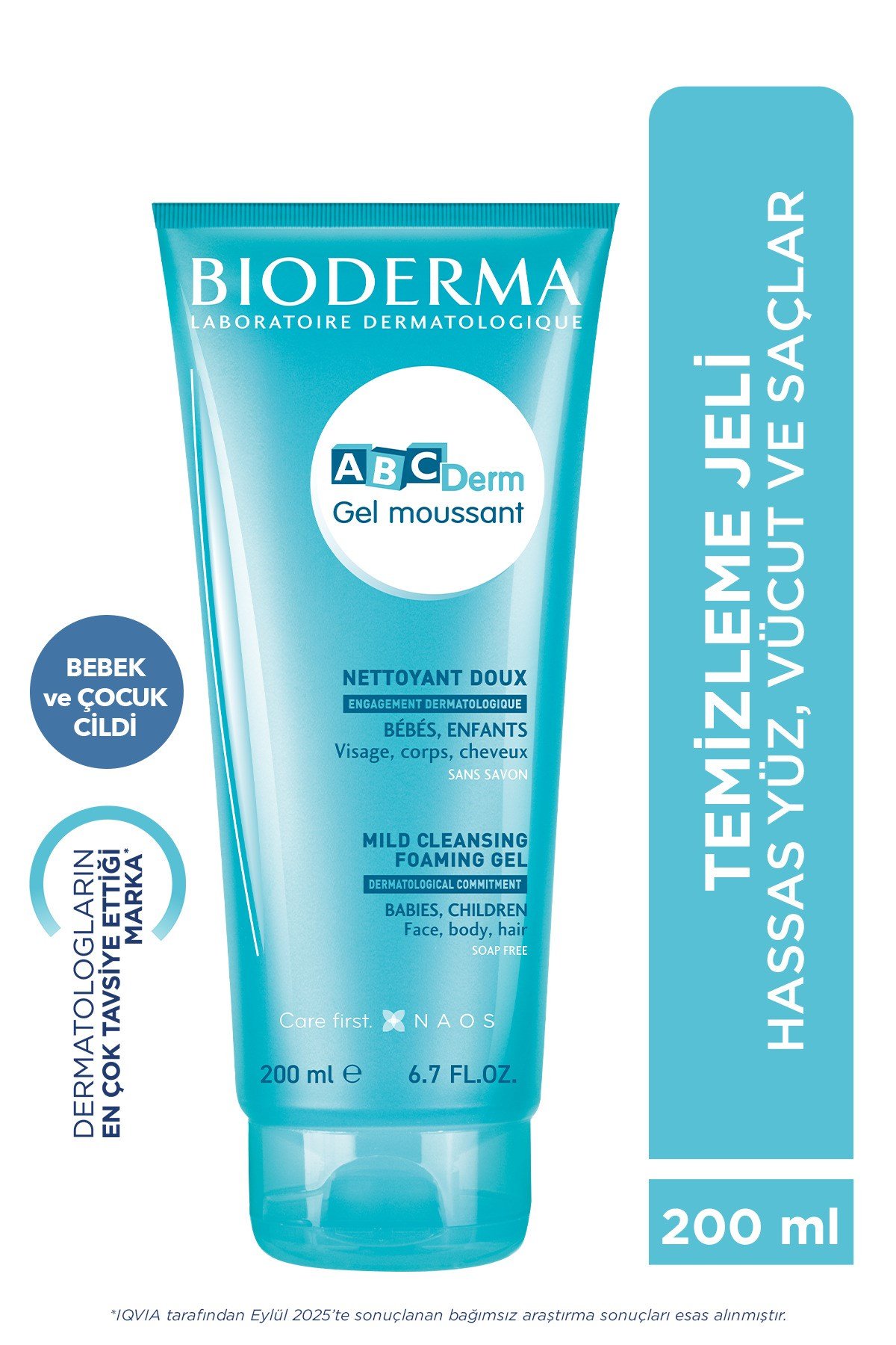 ABCDerm Foaming Cleanser Yenidoğan, Bebek, Çocuk Hassas Cilt Yüz, Saç, Vücut Temizleme Jeli 200 ml