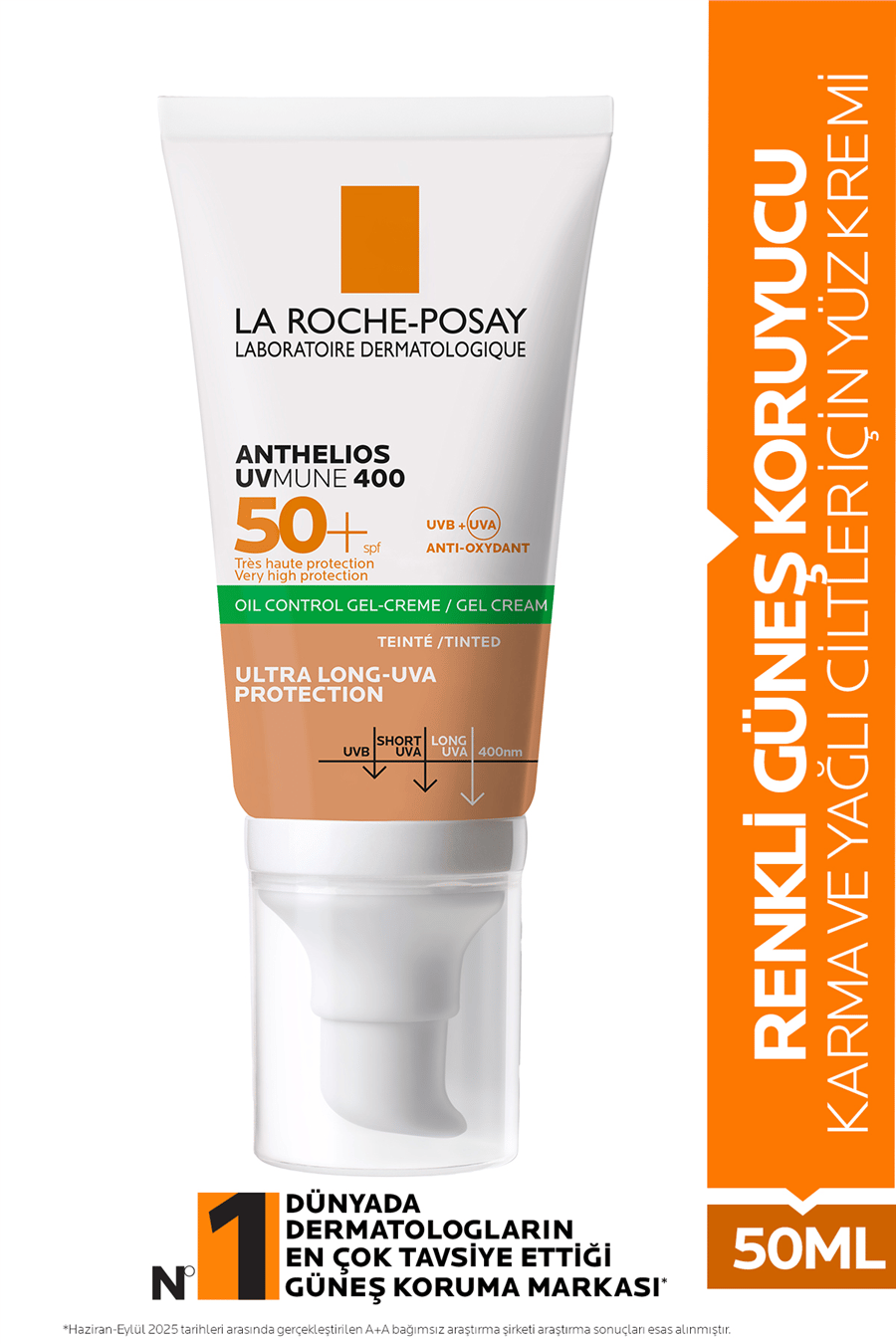 Anthelios Uvmune 400 Oil Control Gel Spf 50+ Renkli Güneş Kremi 50 ml