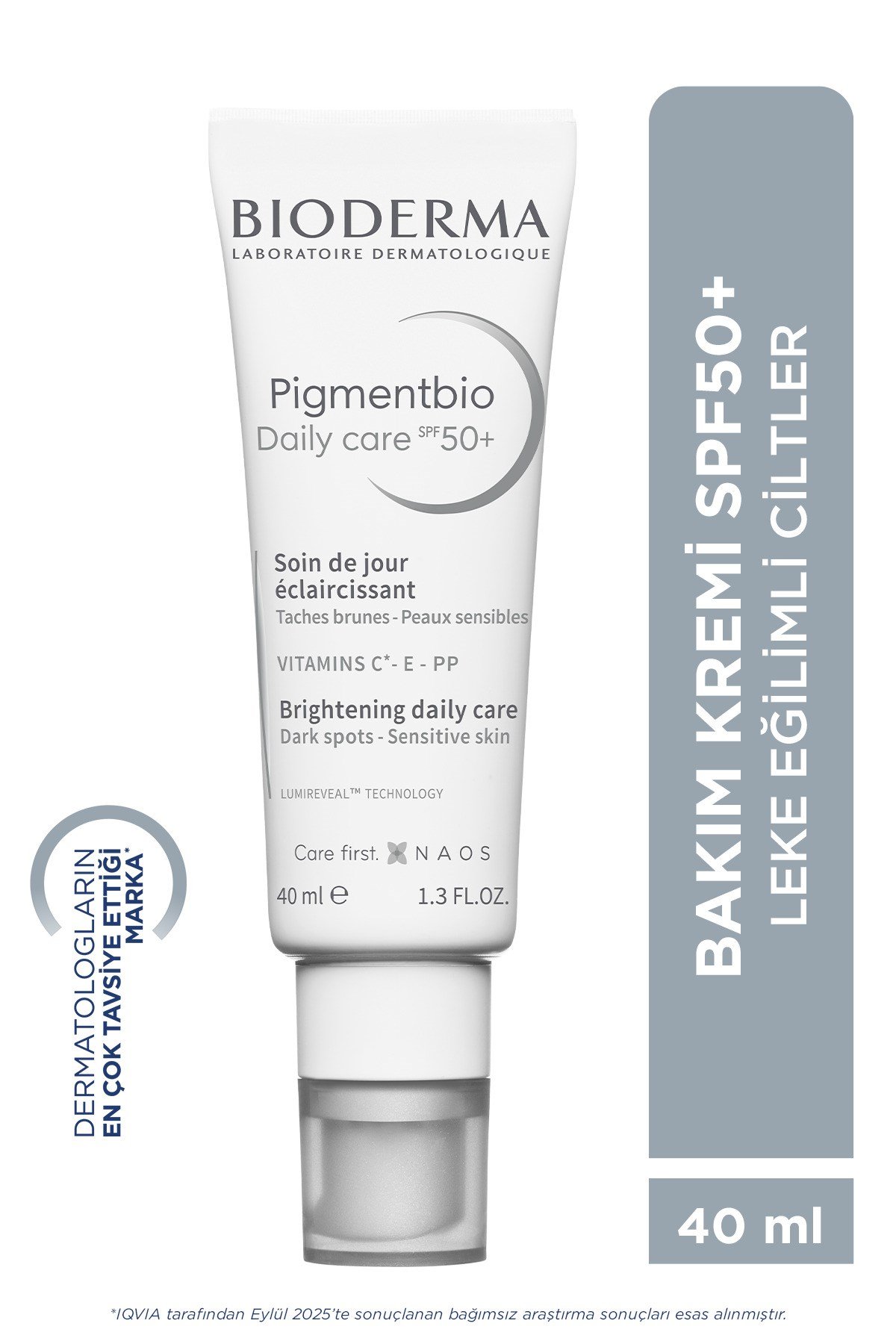 Pigmentbio Daily Care SPF50+ Güneş Koruyuculu Leke Karşıtı Aydınlatıcı Güneş Korumalı Krem 40 ML