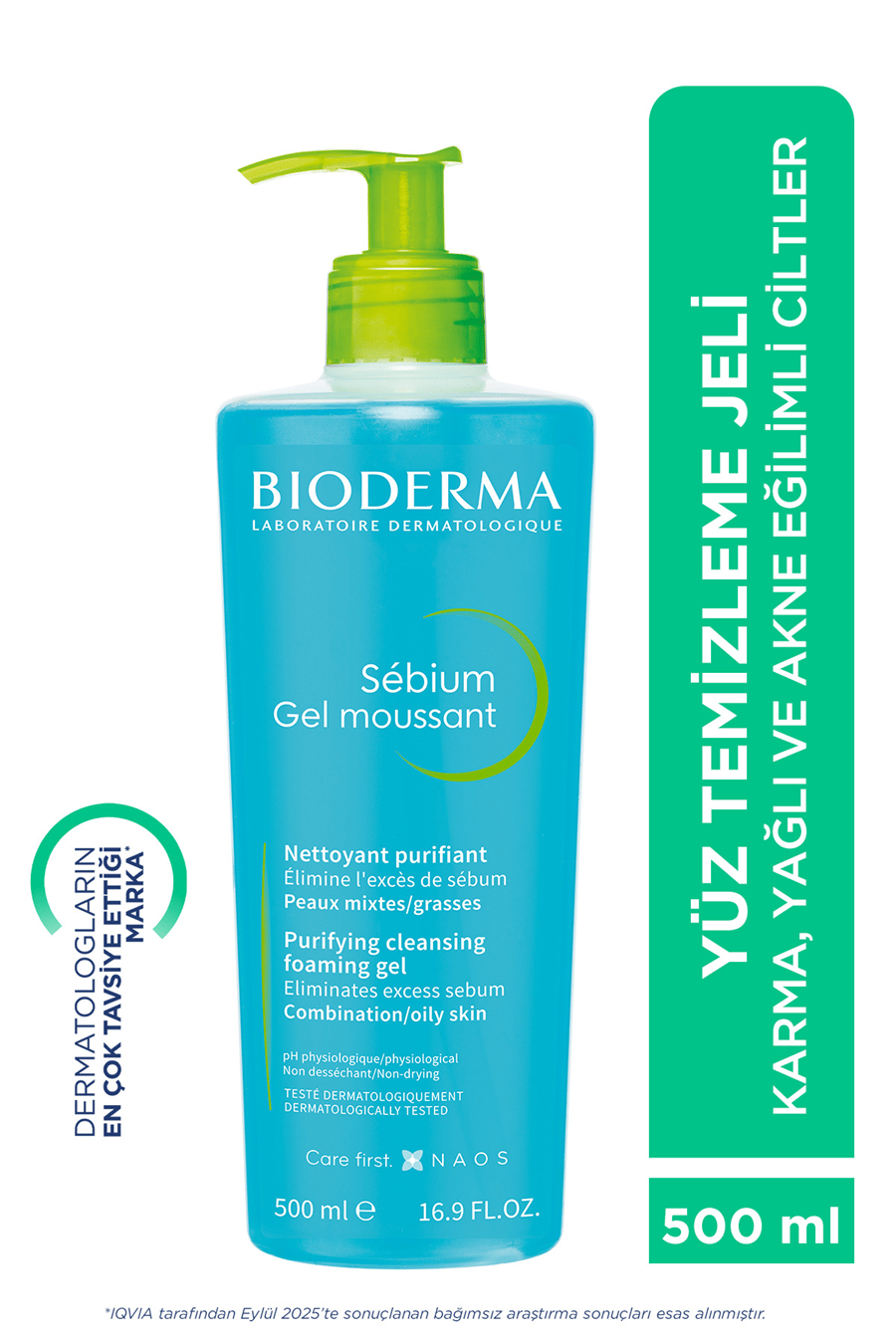 Sebium Foaming Gel Karma, Yağlı ve Akne Eğilimli Ciltler İçin Yüz ve Vücut Temizleme Jeli 500 ml