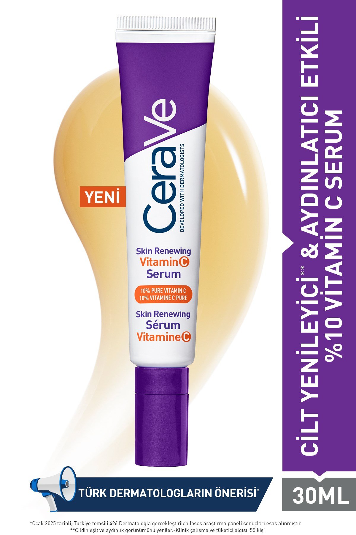 Skin Renewing Cilt Yenileyici & Aydınlatıcı Etkili C Vitamini Yüz Serumu 30 ml
