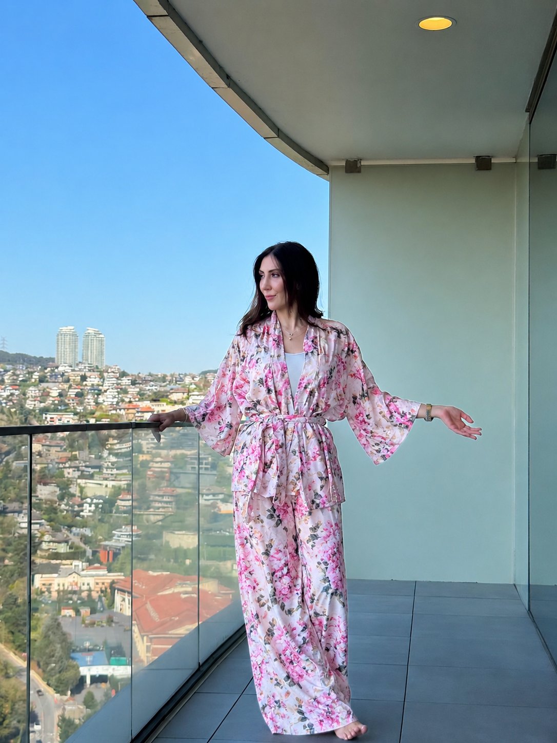 Softliva Flora Kimono Takımı - Çiçek Desenli
