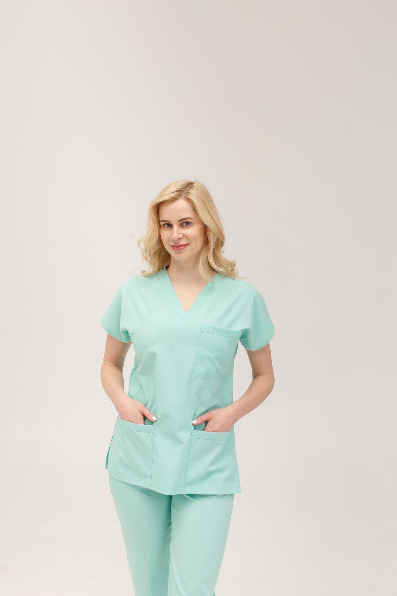 Likralı Scrubs Takım Mint Yeşili