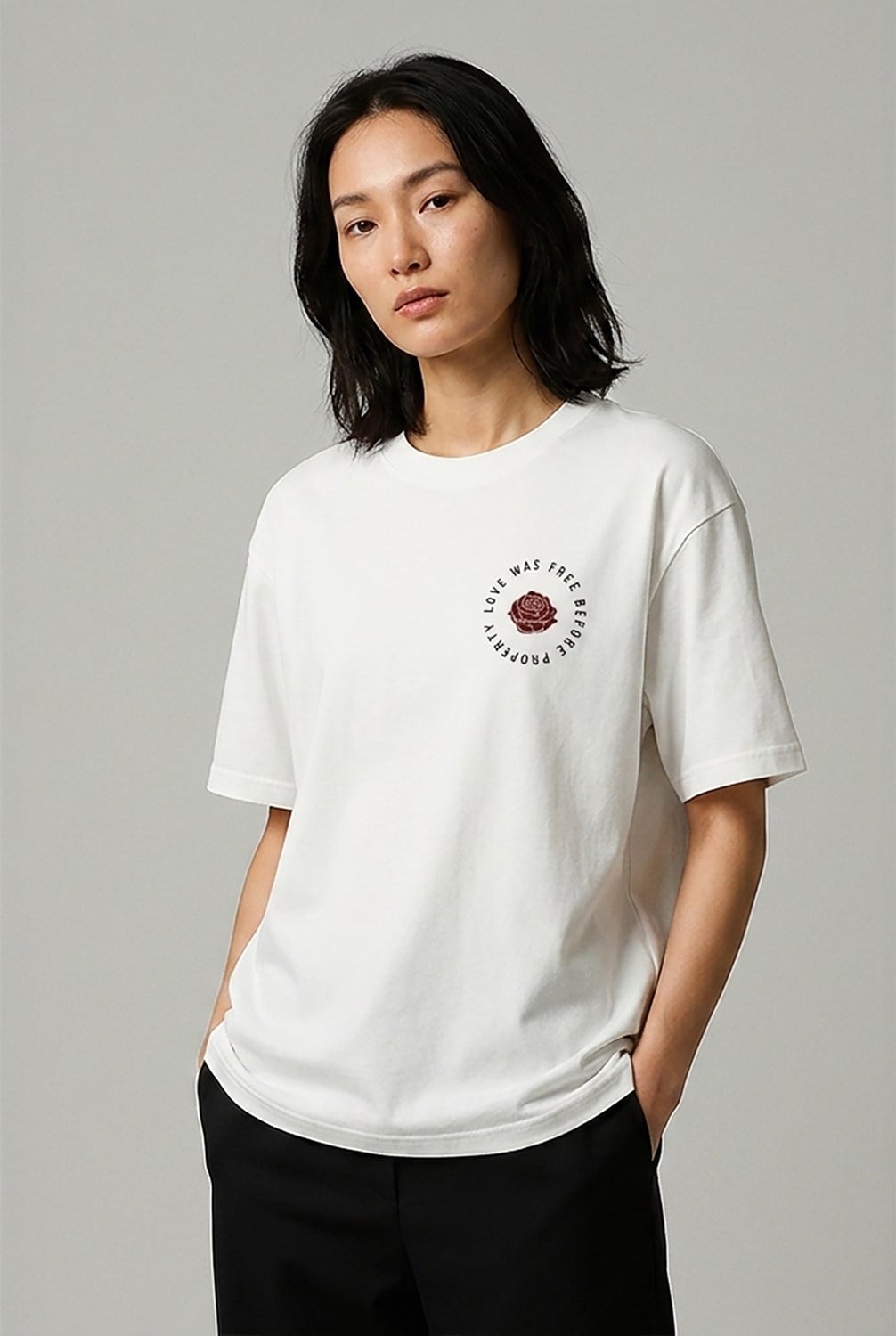 Serial Lovver Baskılı Oversize Beyaz T-Shirt