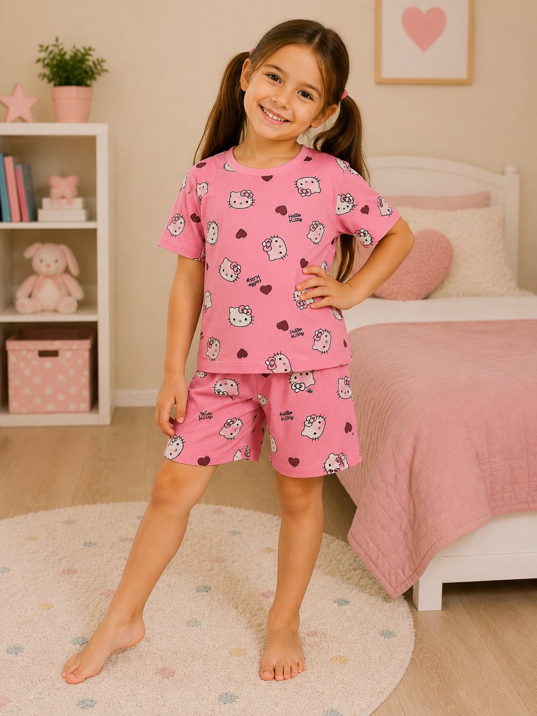 Hello kitty baskılı pijama takımı