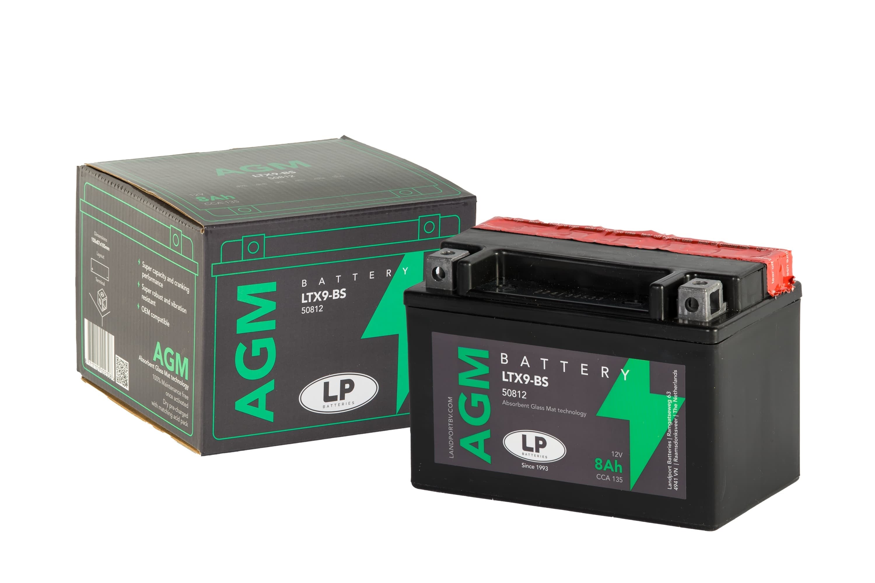 AGM AKÜ (LTX9-BS) / 8 A / KG: 2,85 / L:150 / W:87 / H:105 CCA: 135