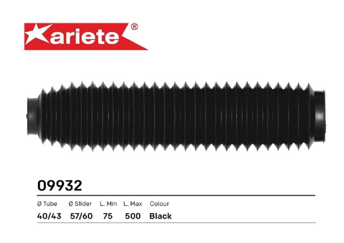 AMORTİSÖR KÖRÜĞÜ ÜST Ø 40/43 mm ALT Ø 57/60 mm UZUNLUK 75/500 mm (SİYAH) / ARIETE / SİYAH / HONDA / XL V TRANSALP / 650cc