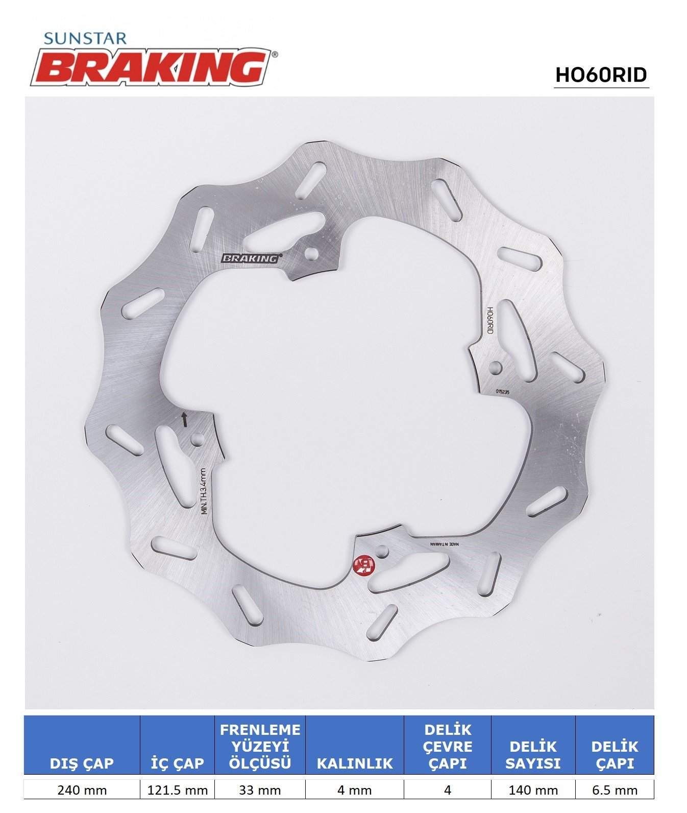 DALGALI ARKA FREN DİSKİ / HONDA / CRF 250 R / 250cc / ARKA  / 2004-2005-2006-2007-2008-2009-2010-2011-2012-2013-2014-2015-2016-2017-2018-2019-2020-2021-2022