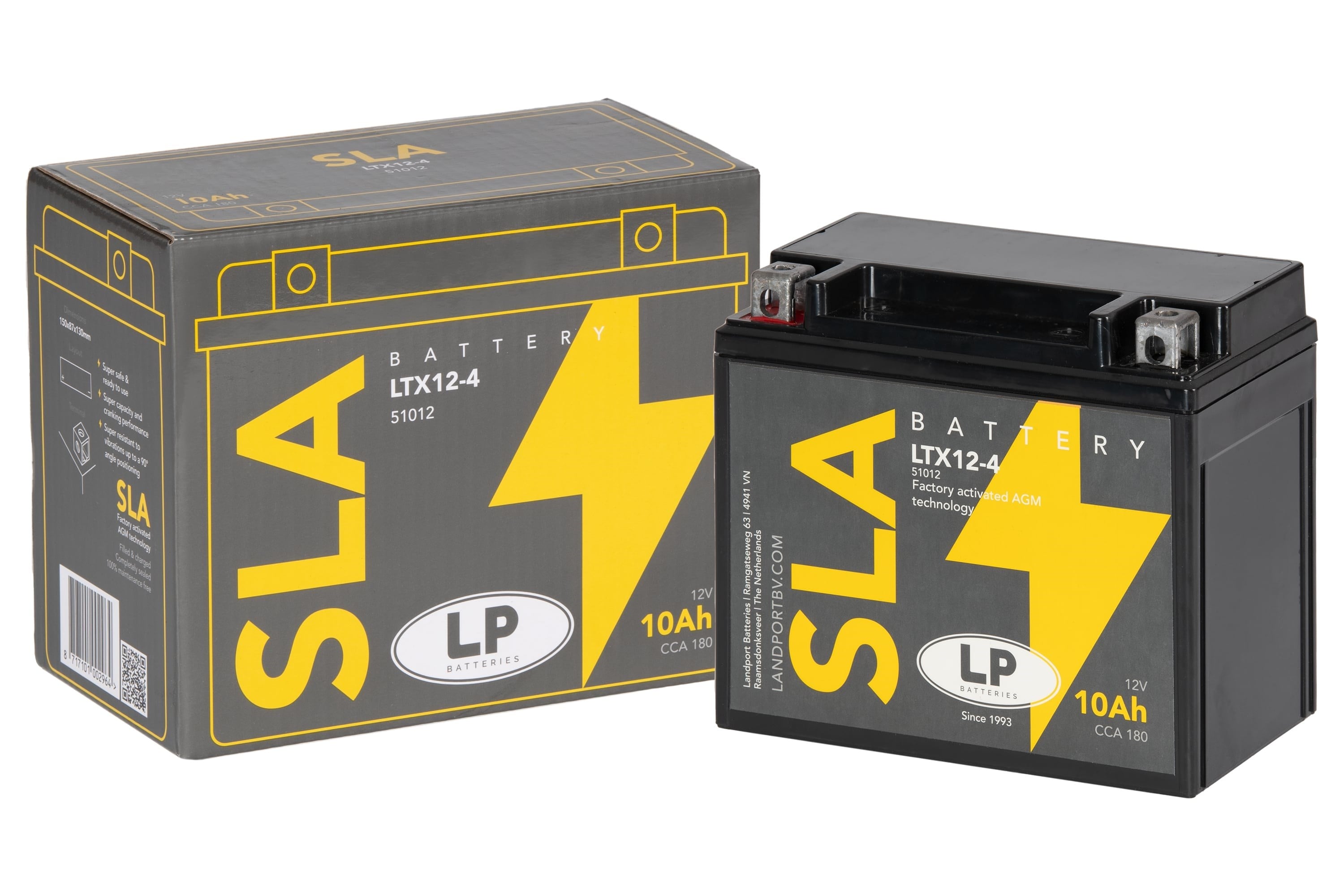 SLA AKÜ (MB LTX12-4) / 10 A / KG: 3,5 / L:150 / W:87 / H:130 / CCA: 180 / LP - LANDPORT / APRILIA / ATLANTIC / 500cc