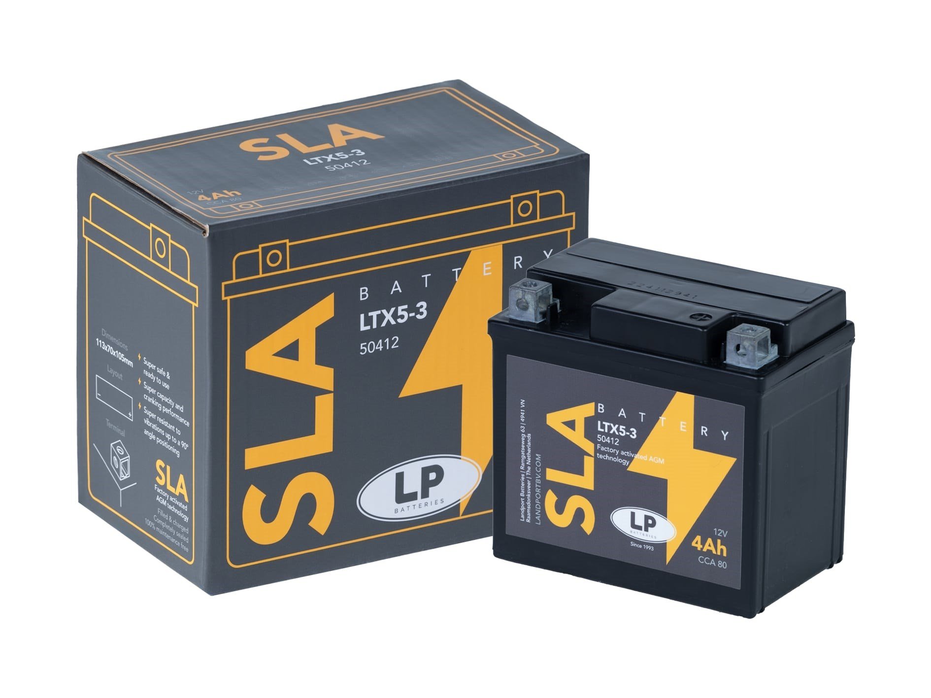 SLA AKÜ (MB LTX5-3) / 4 A / KG: 1,8 / L:113 / W:70 / H:105 CCA: 80 / LP - LANDPORT / HONDA / CB 125 R / 125cc