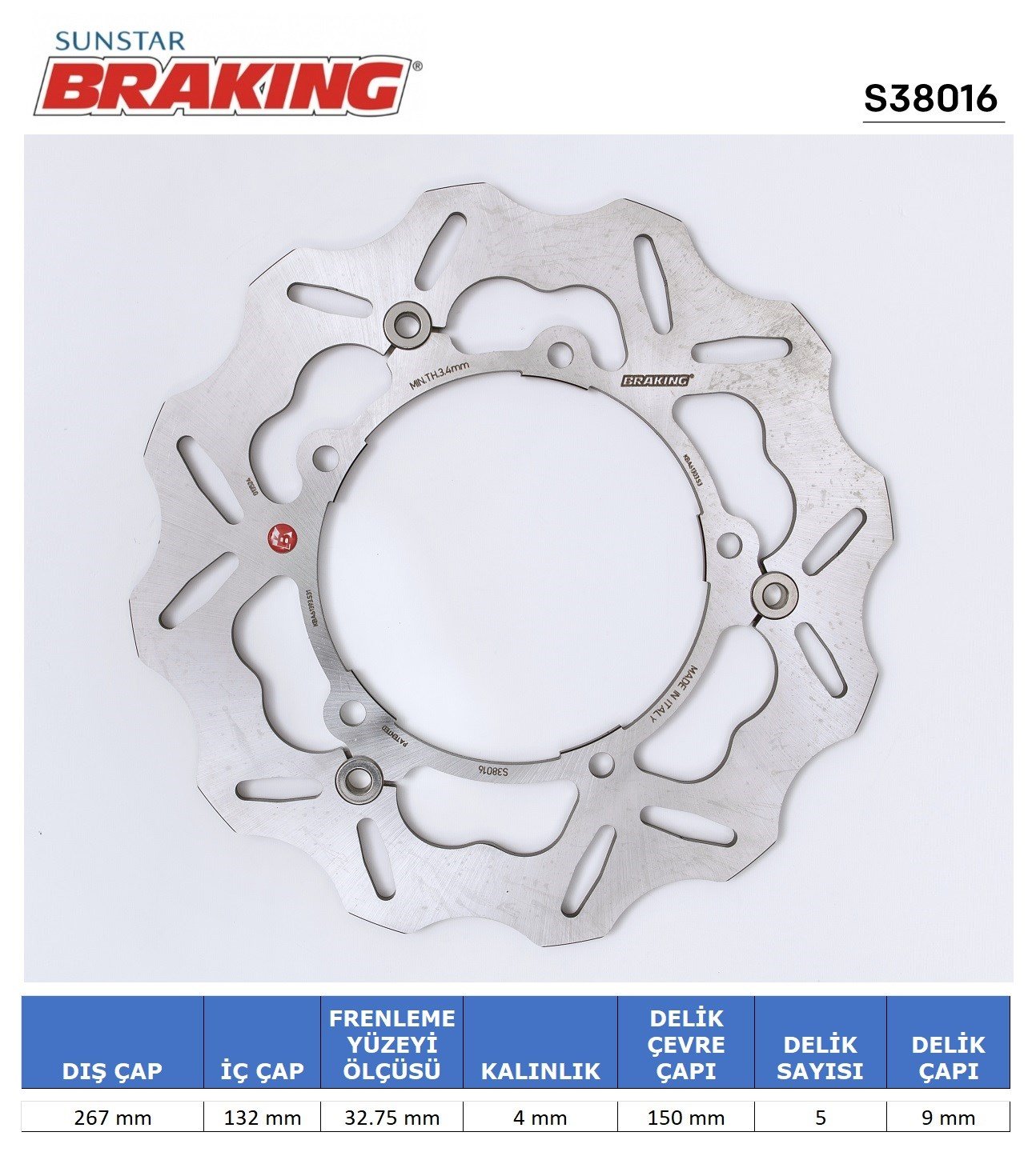 YAMAHA X-MAX 125-250-400 / T-MAX 500 DALGALI ÖN FREN DİSKİ / BRAKING / ÖN İKİ TAKIM KULLANIR / YAMAHA / T-MAX / 500cc