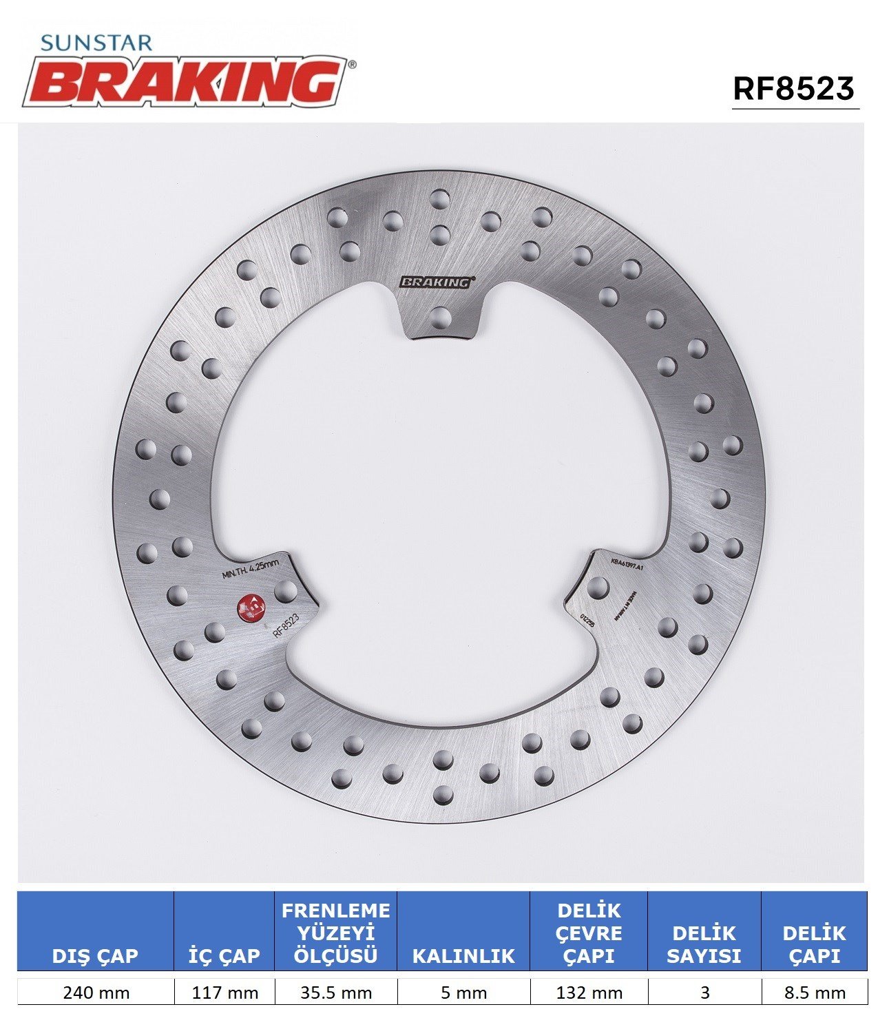 YAMAHA X-MAX 250 YUVARLAK ARKA FREN DİSKİ ( 3 DELİK ) / BRAKING / ARKA / YAMAHA / X-MAX (ABS YOK) / 250cc