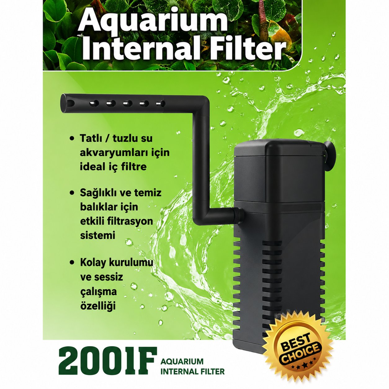 Venus Aqua 2001F İç Filtre 3W 10-15 Litre Akvaryumlar İçin