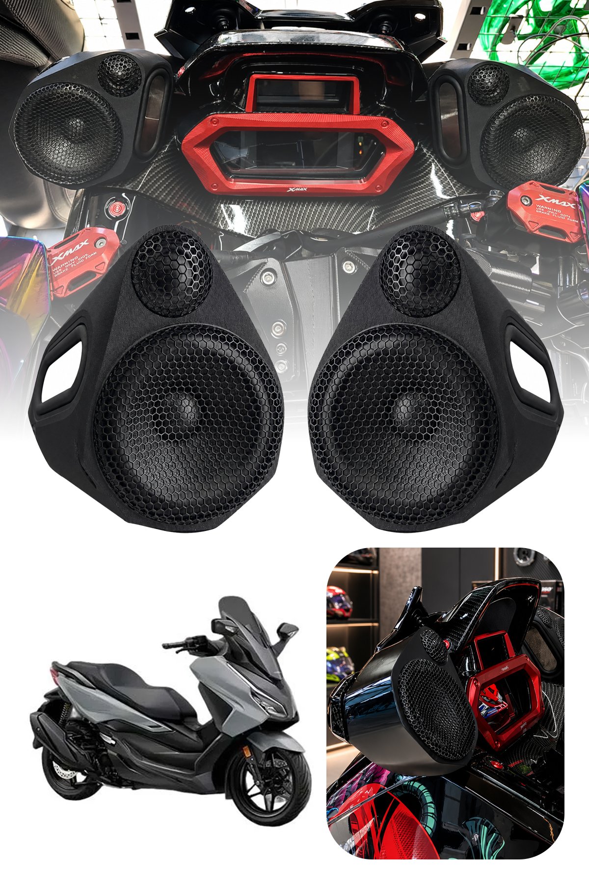 Honda Forza Uyumlu Bluetooth Hoparlör Seti 2021-2026 Siyah