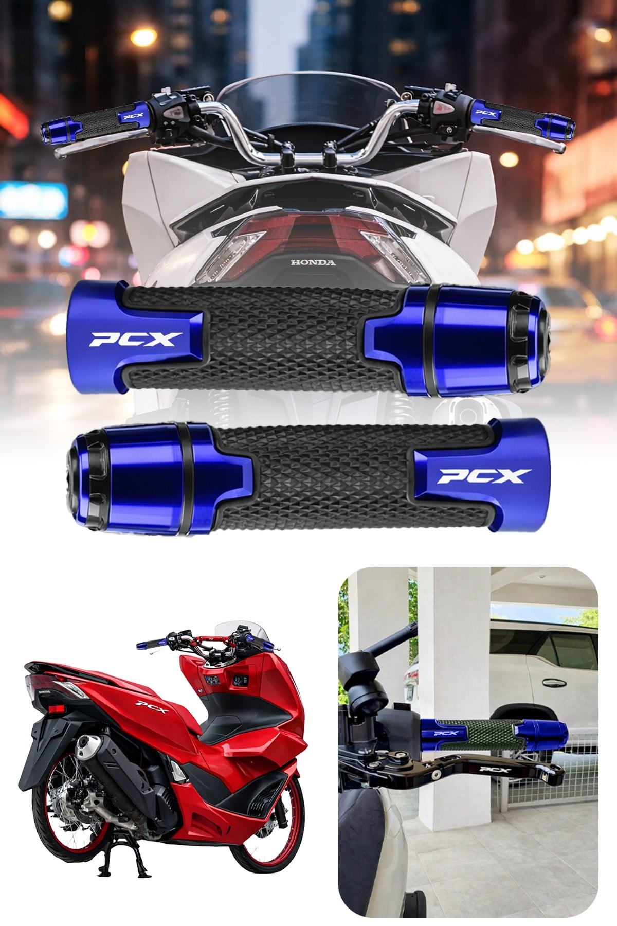 Honda Pcx Uyumlu Alüminyum Elcik 2020-2026 Cnc Mavi