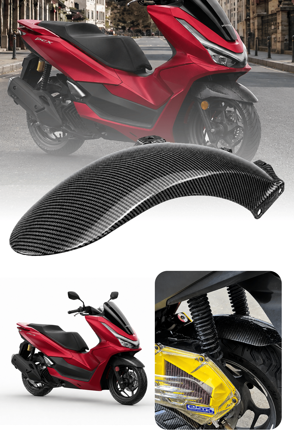 Honda Pcx Uyumlu Arka Çamurluk 2021-2026 Karbon Desen