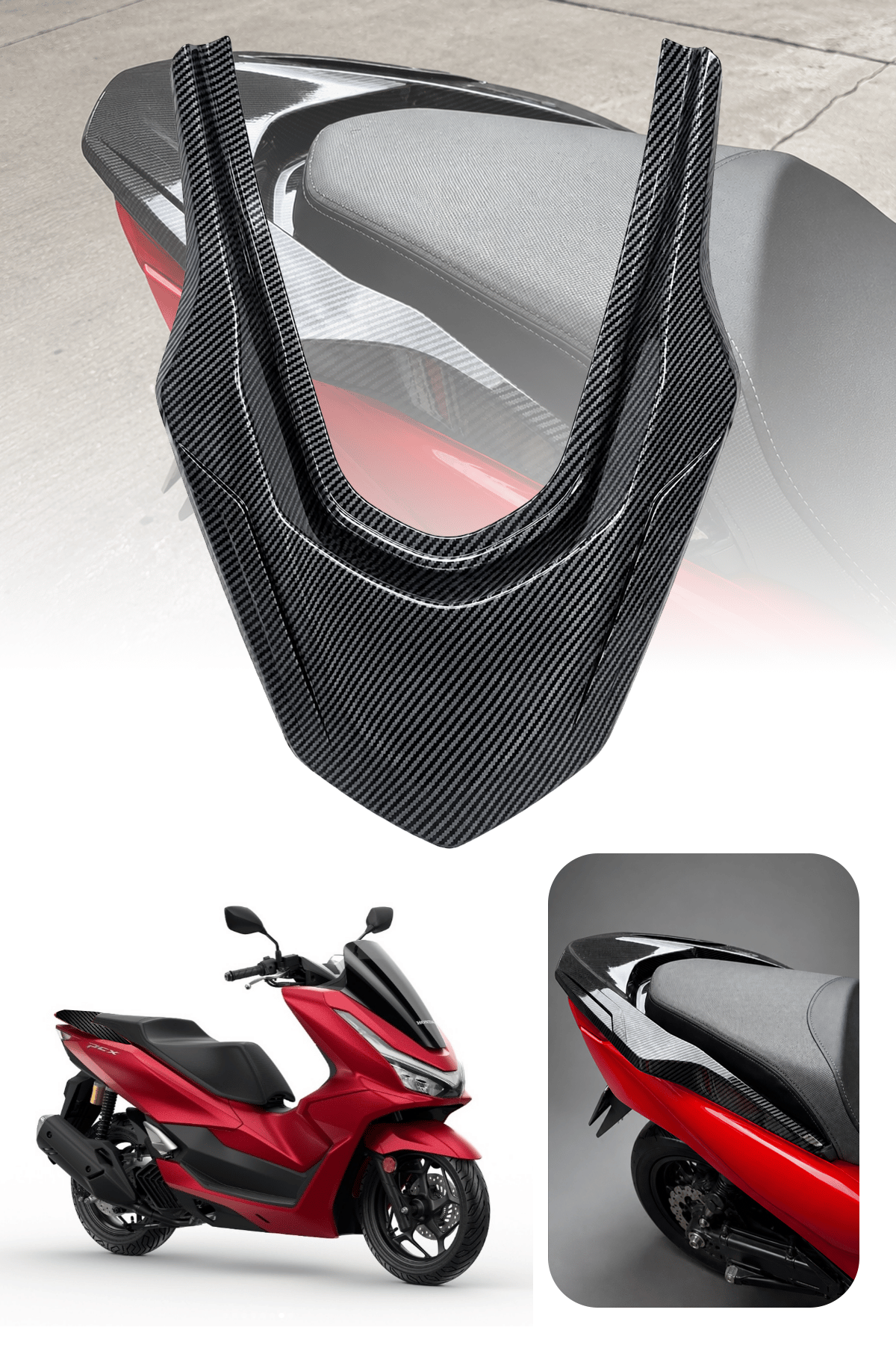 Honda Pcx Uyumlu Arka Sele V 2021-2026 Karbon Desen