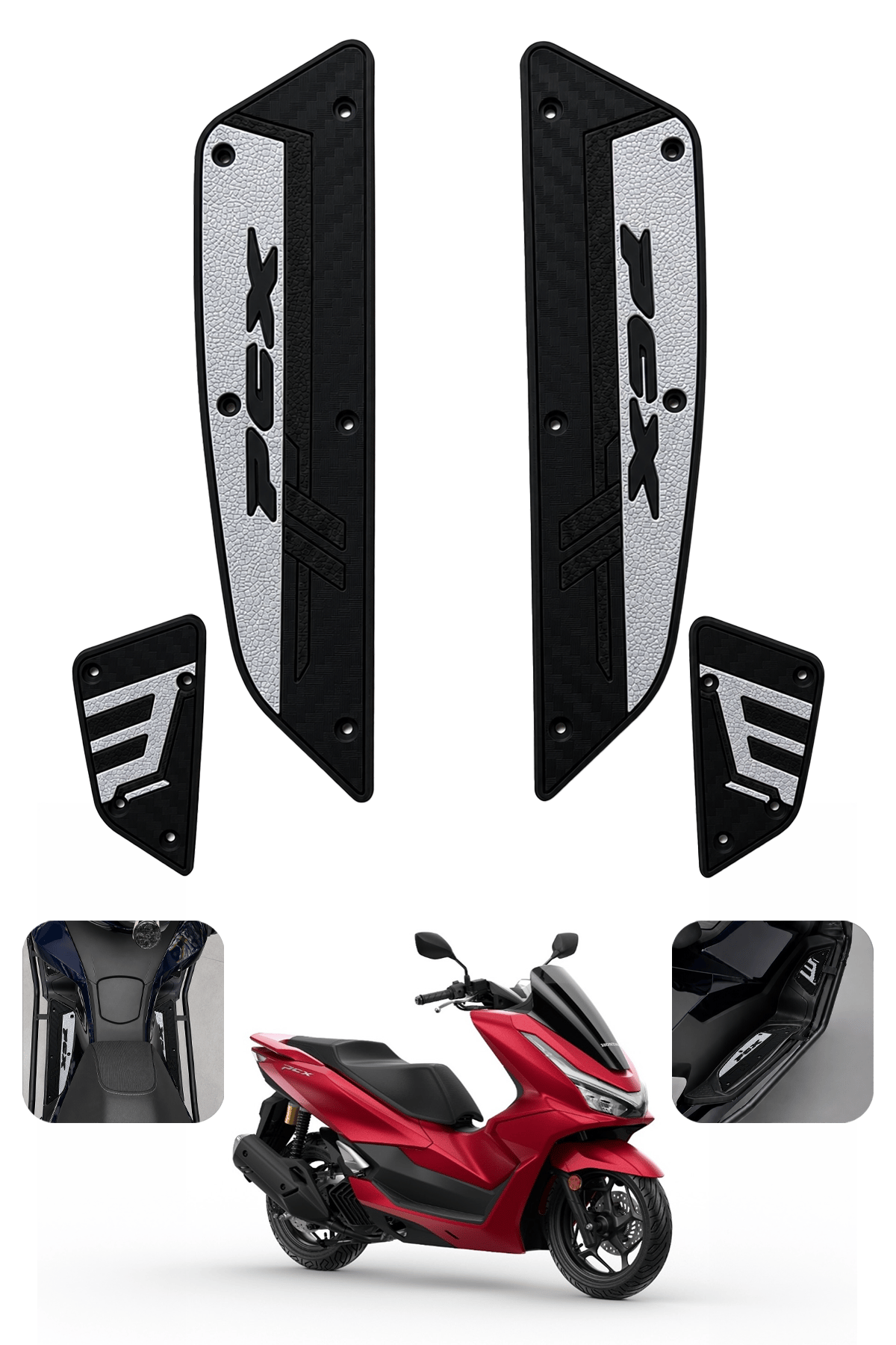 Honda Pcx Uyumlu Basamak Seti 2025-2026 Silikon Kırmızı1