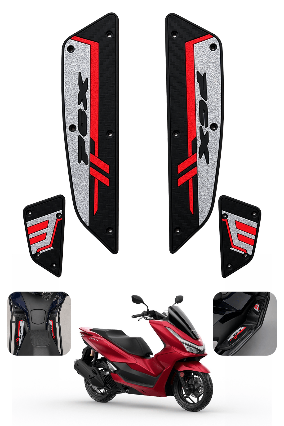 Honda Pcx Uyumlu Basamak Seti 2025-2026 Silikon V1 Kırmızı
