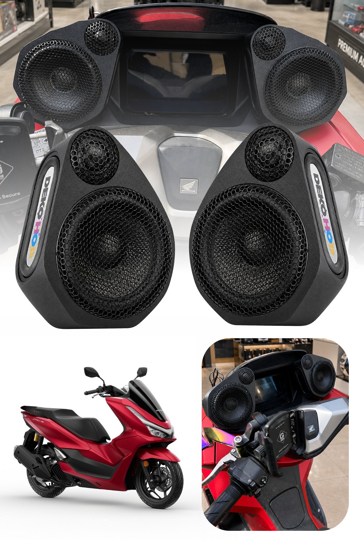 Honda Pcx Uyumlu Bluetooth Hoparlör Seti 2025-2026 Siyah