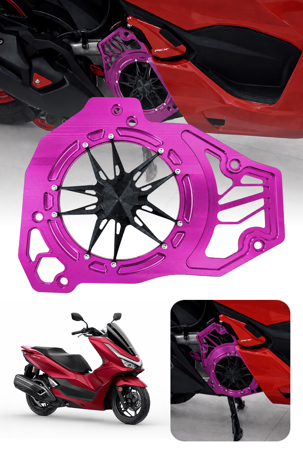 Honda Pcx Uyumlu Deniz Yıldızı Radyatör Koruması 2021-2026 Cnc Mor
