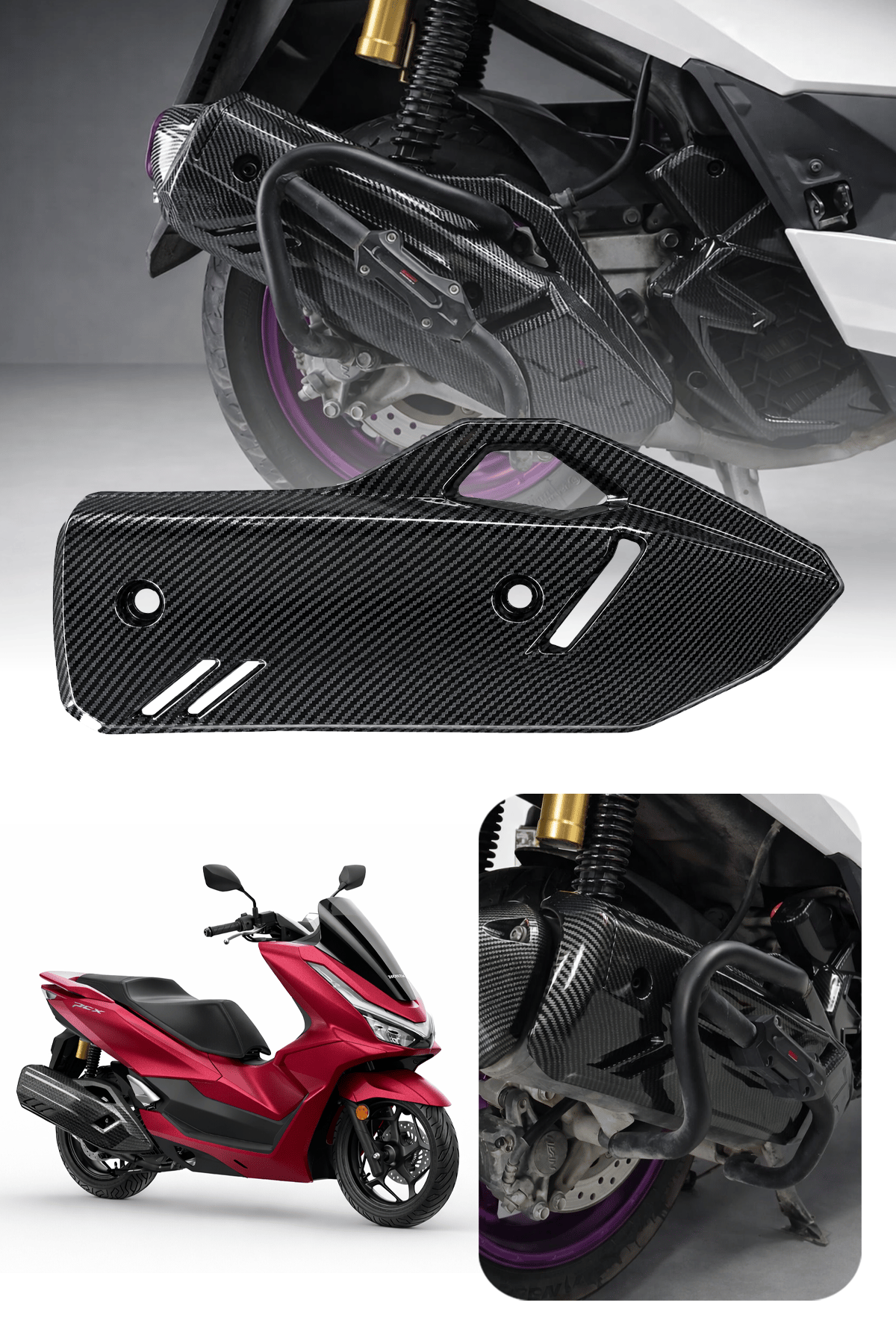Honda Pcx Uyumlu Egzoz Koruma 2021-2026 Karbon Desen