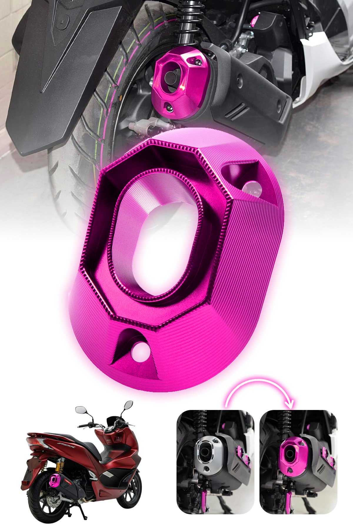Honda Pcx Uyumlu Egzoz Ucu 2021-2026 Cnc Mor