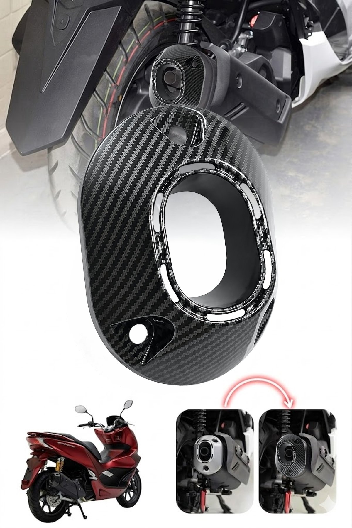 Honda Pcx Uyumlu Egzoz Ucu 2021-2026 Karbon Desen