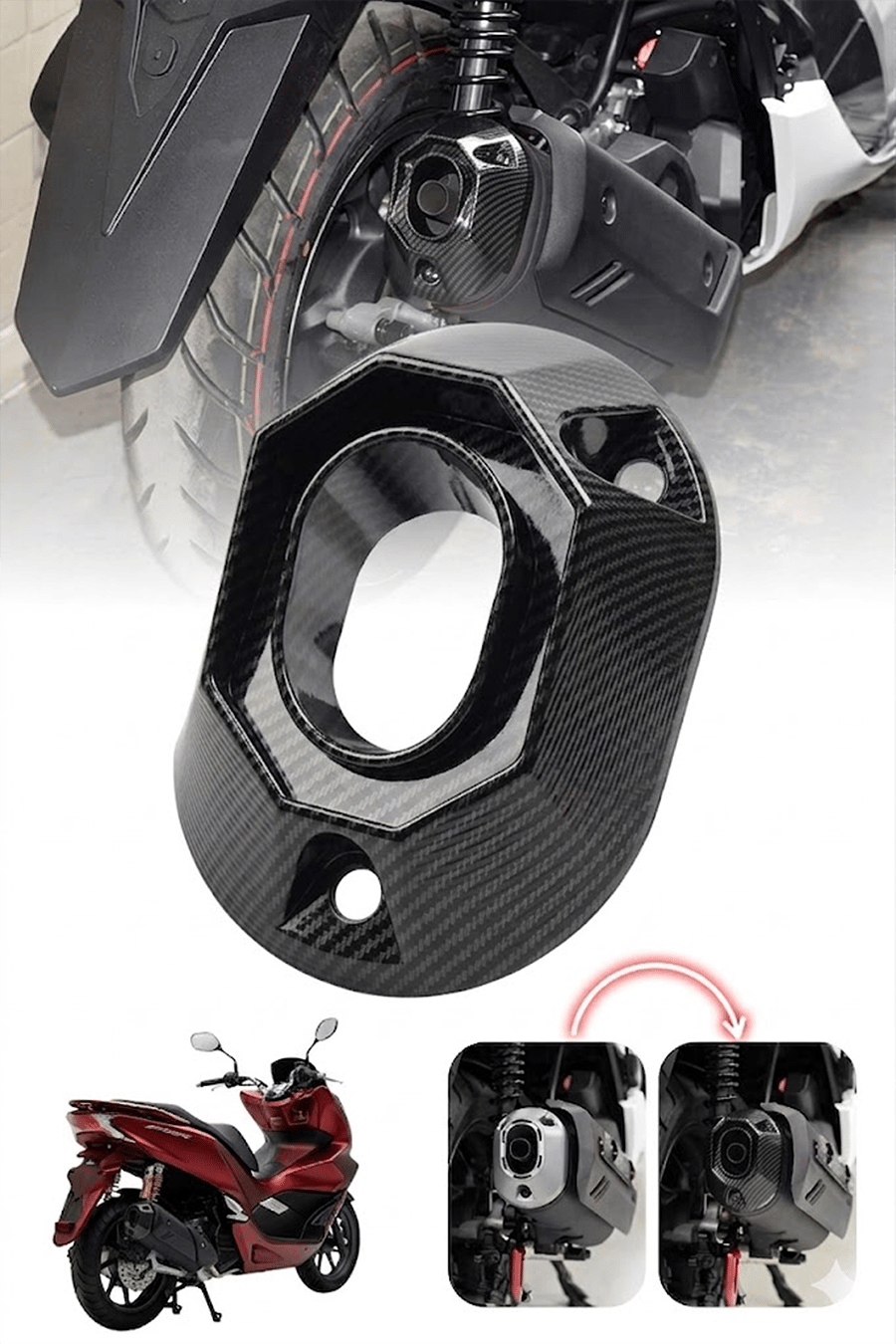 Honda Pcx Uyumlu Egzoz Ucu 2021-2026 Karbon Desen