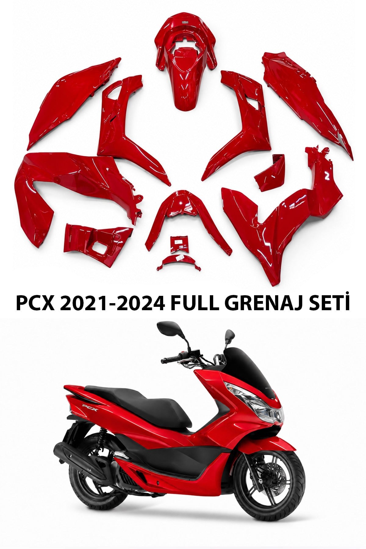Honda Pcx Uyumlu Full Grenaj Seti 2021-2024 Kırmızı