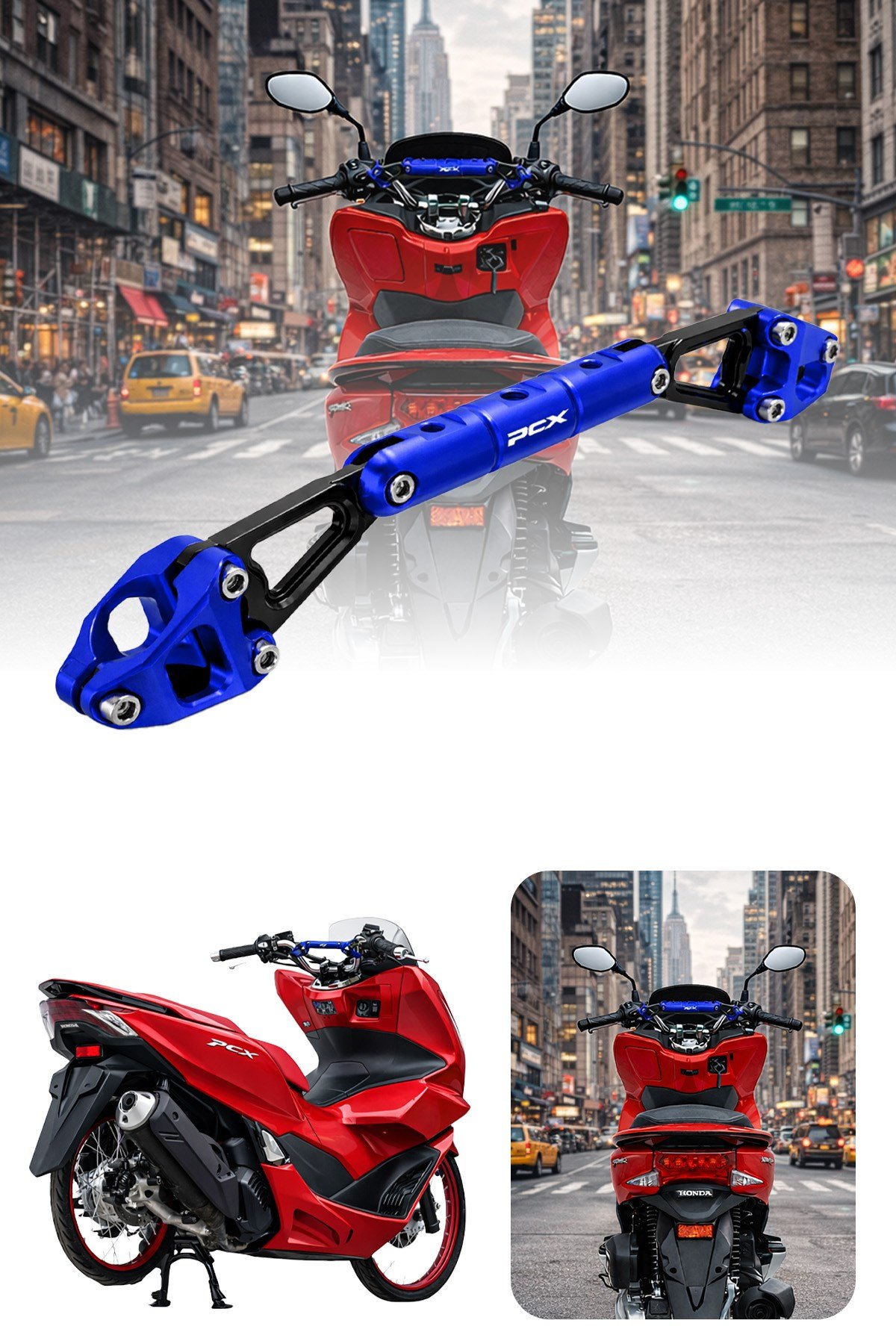 Honda Pcx Uyumlu Gidon Barı 2021-2024 Cnc mavi