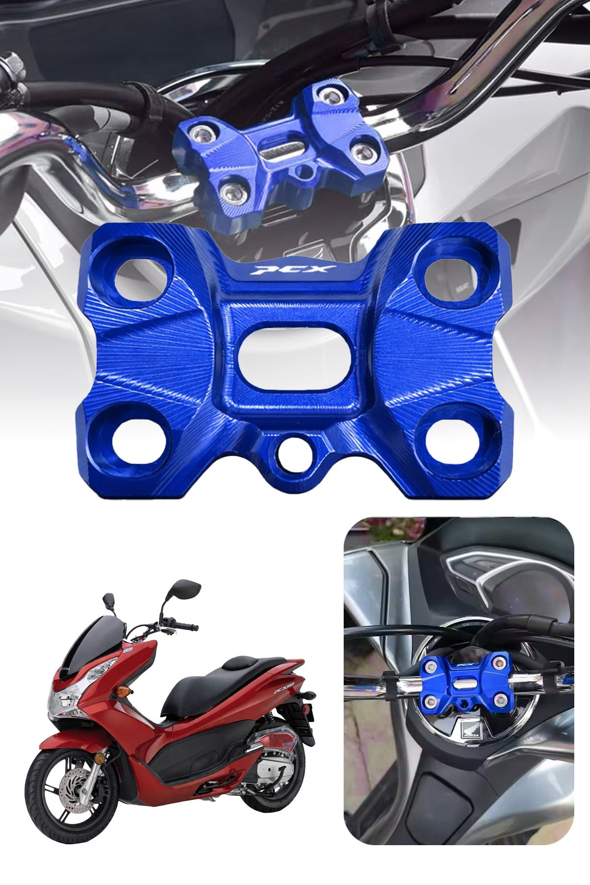 Honda Pcx Uyumlu Gidon Yükseltme 2021-2024 Cnc Mavi