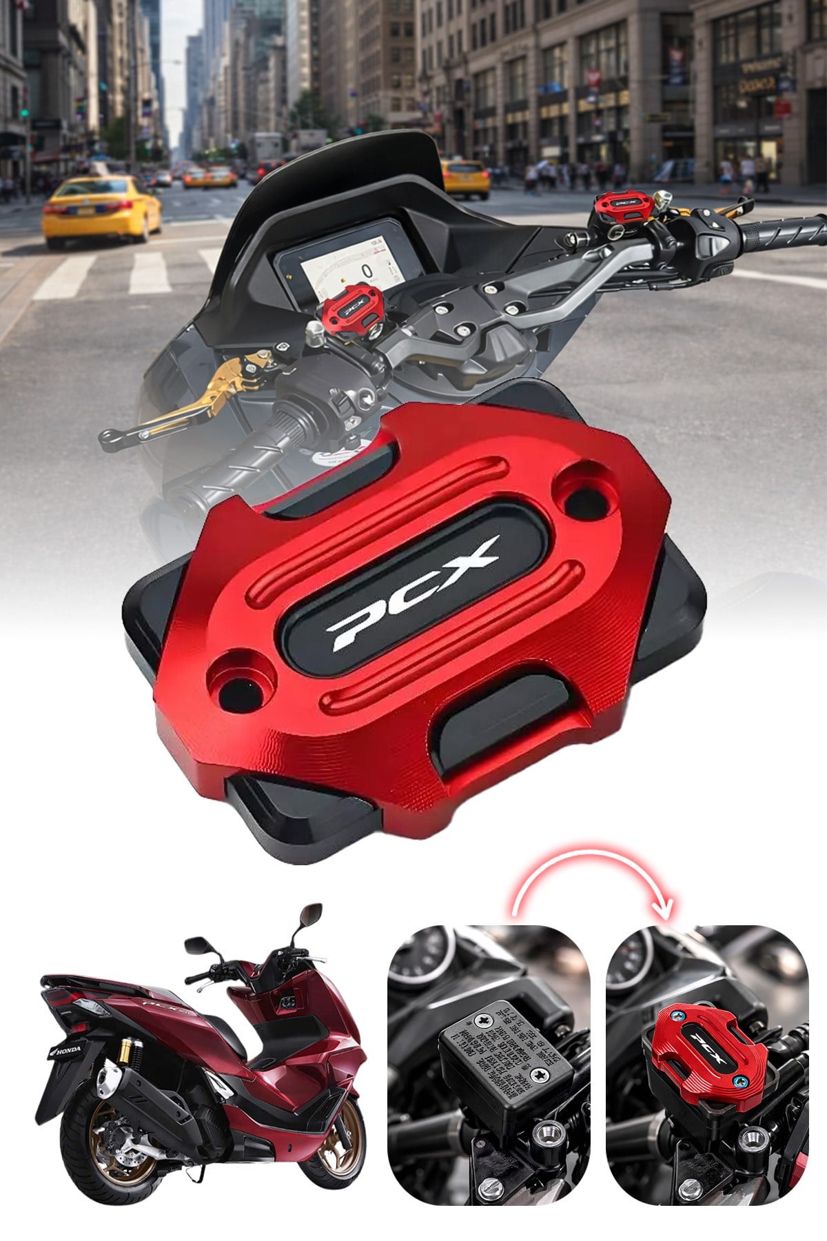 Honda Pcx Uyumlu Hidrolik Kapağı 2018-2026 Cnc Kırmızı