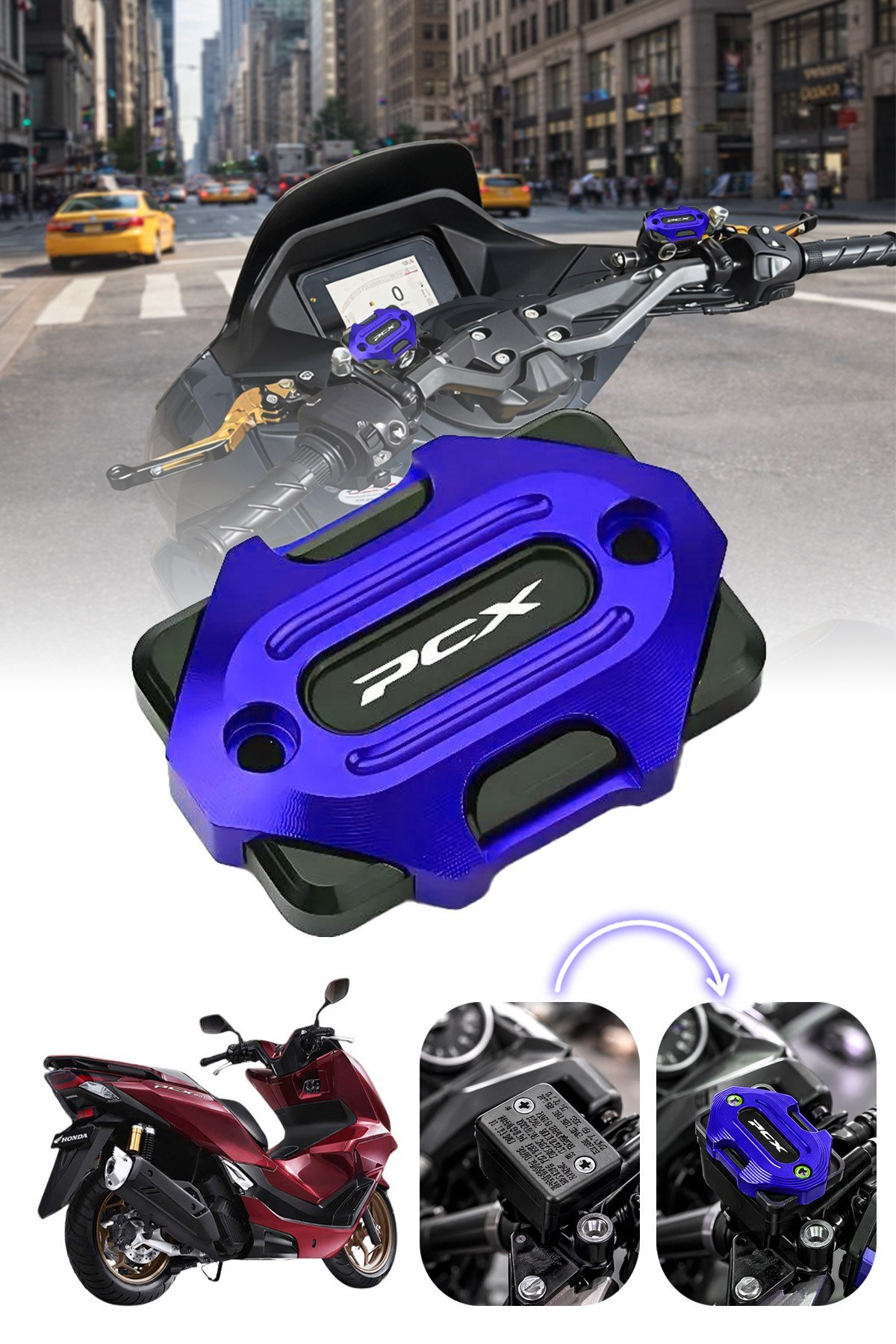 Honda Pcx Uyumlu Hidrolik Kapağı 2020-2026 Cnc Mavi