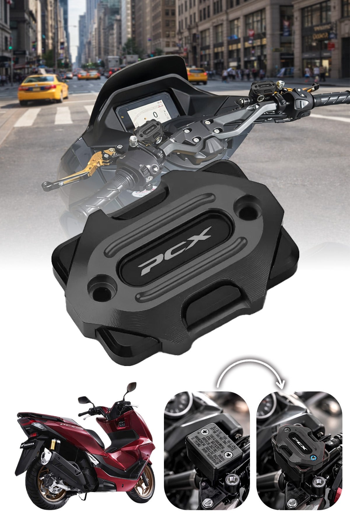 Honda Pcx Uyumlu Hidrolik Kapağı 2020-2026 Cnc Siyah
