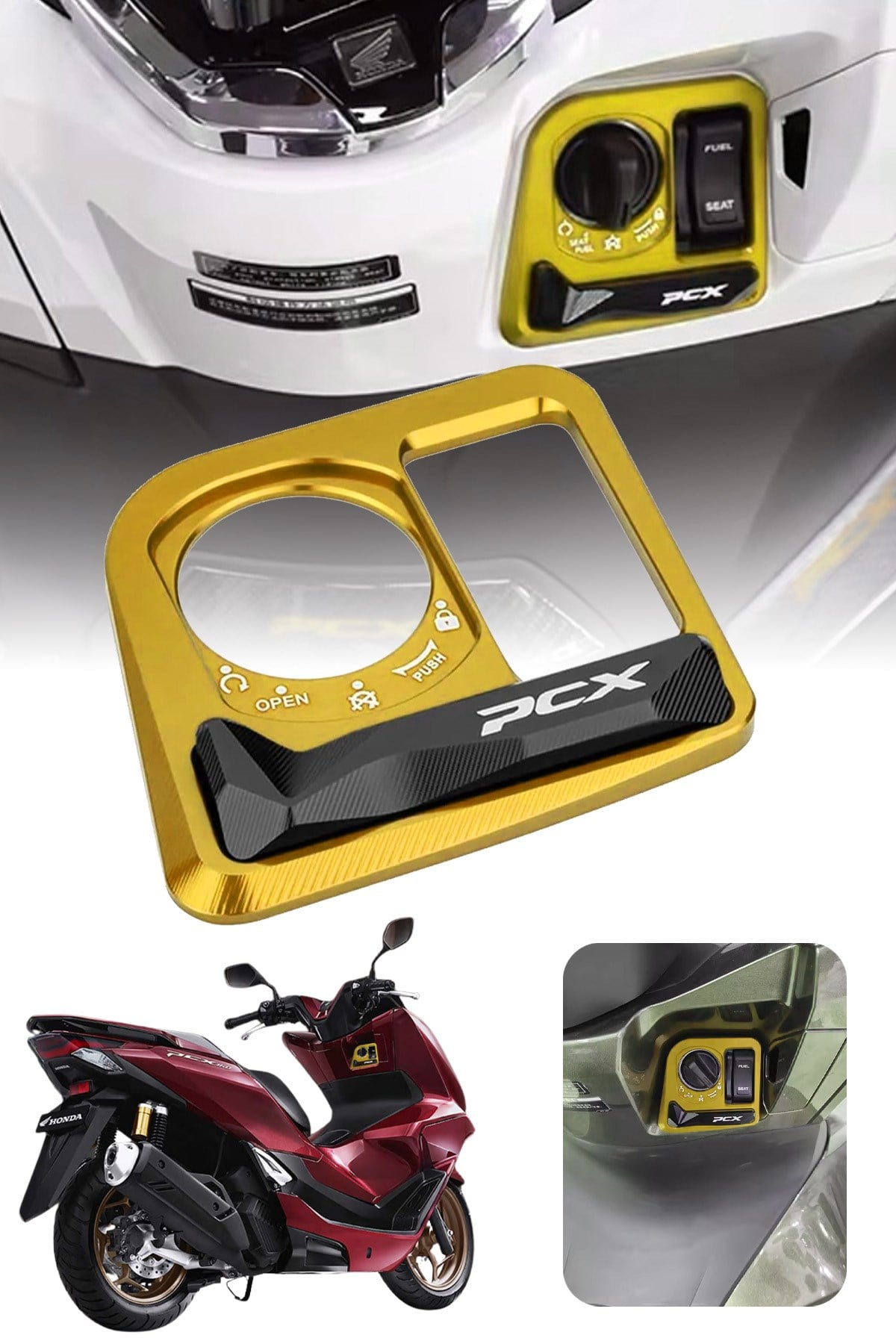 Honda Pcx Uyumlu Kontak Çerçevesi 2021-2026 Cnc Gold