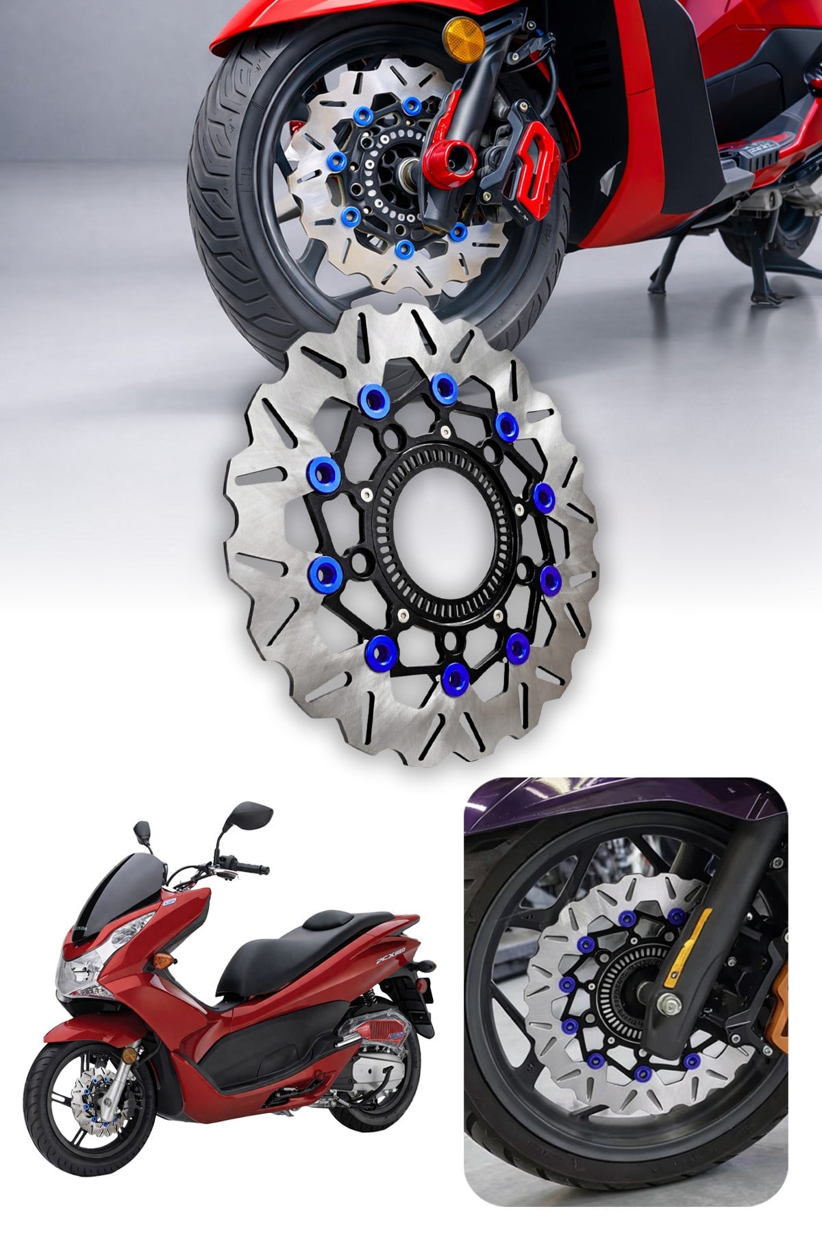 Honda Pcx Uyumlu Ön Disk 2021-2026 Cnc Mavi1