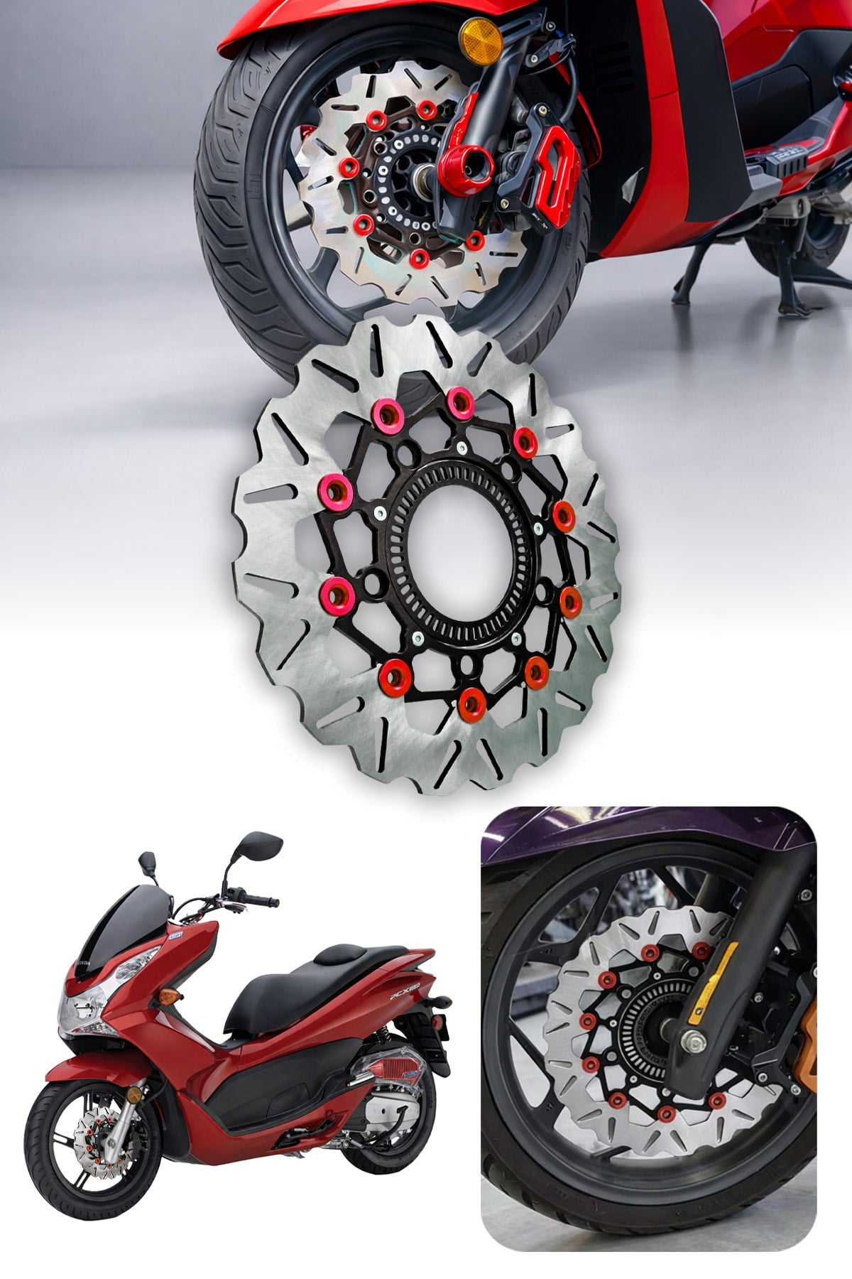 Honda Pcx Uyumlu Ön Disk 2021-2026 Cnc Kırmızı1