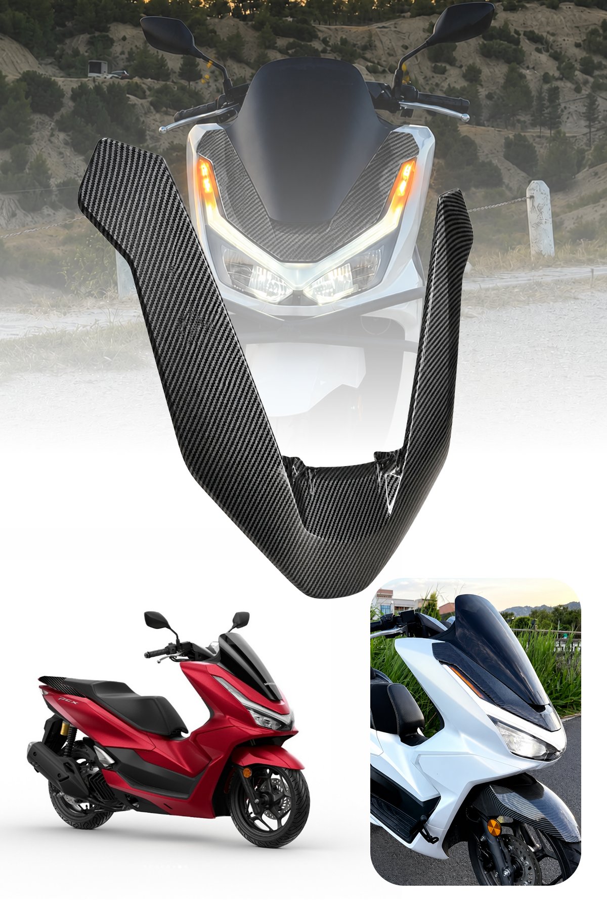Honda Pcx Uyumlu Ön V 2025-2026 Karbon Desen