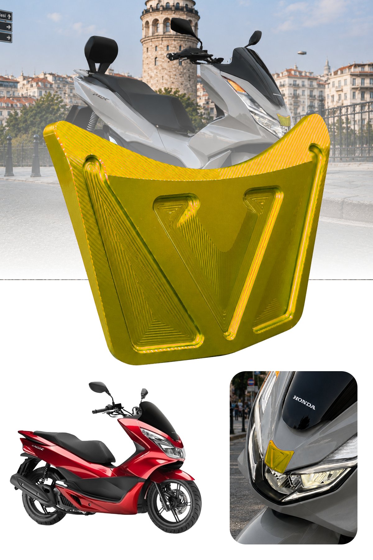 Honda Pcx Uyumlu Ön V Aksesuar 2021-2024 Cnc Gold