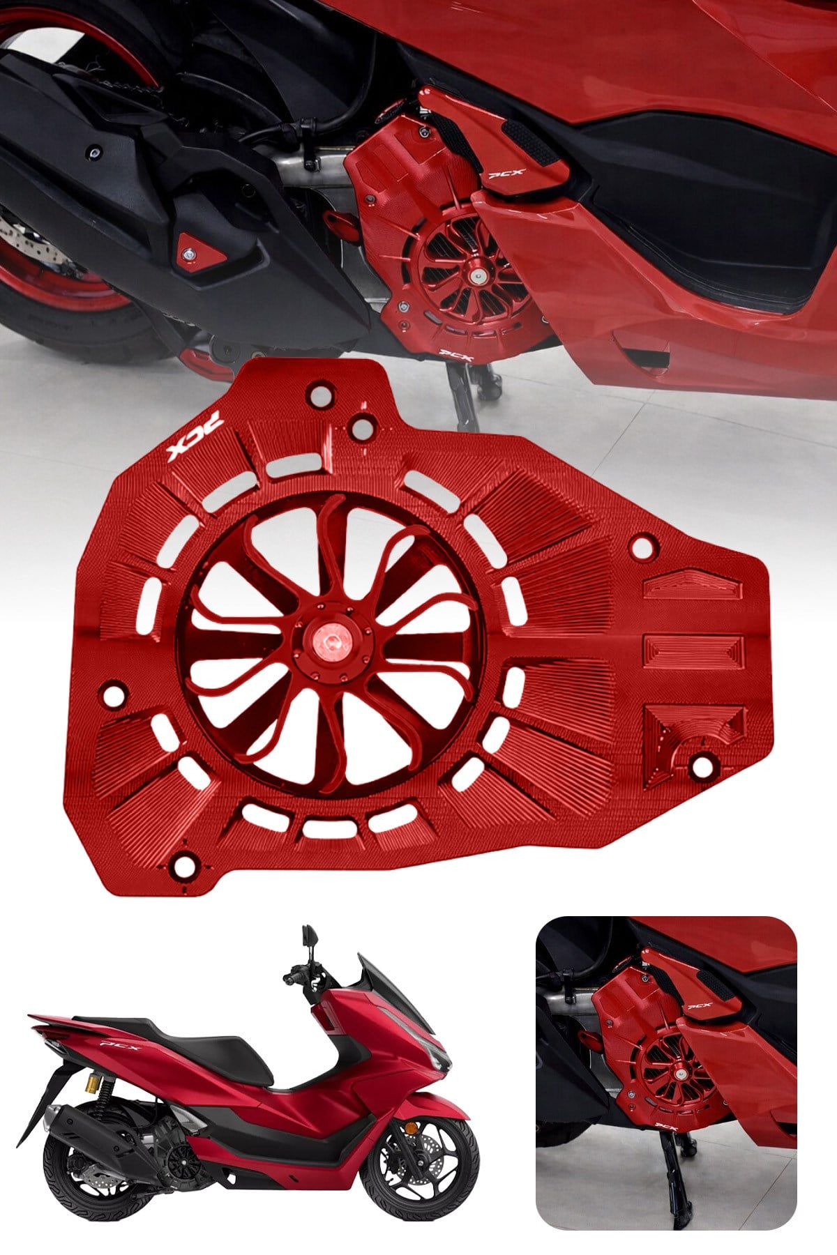 Honda Pcx Uyumlu Pervaneli Radyatör Koruması 2021-2026 Cnc Kırmızı