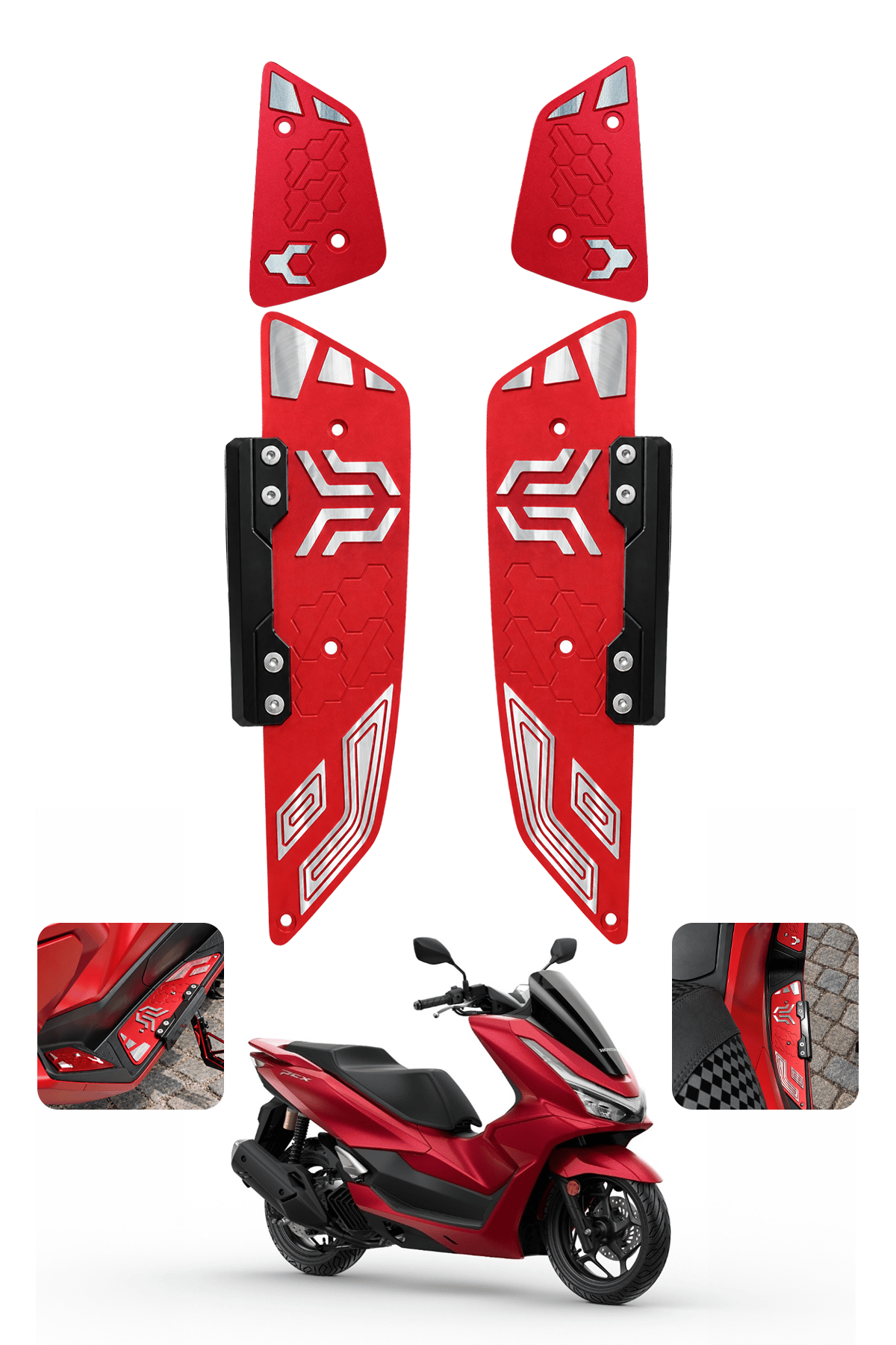 Honda Pcx Uyumlu Premium Basamak Seti V2 2025-2026 Cnc Kırmızı