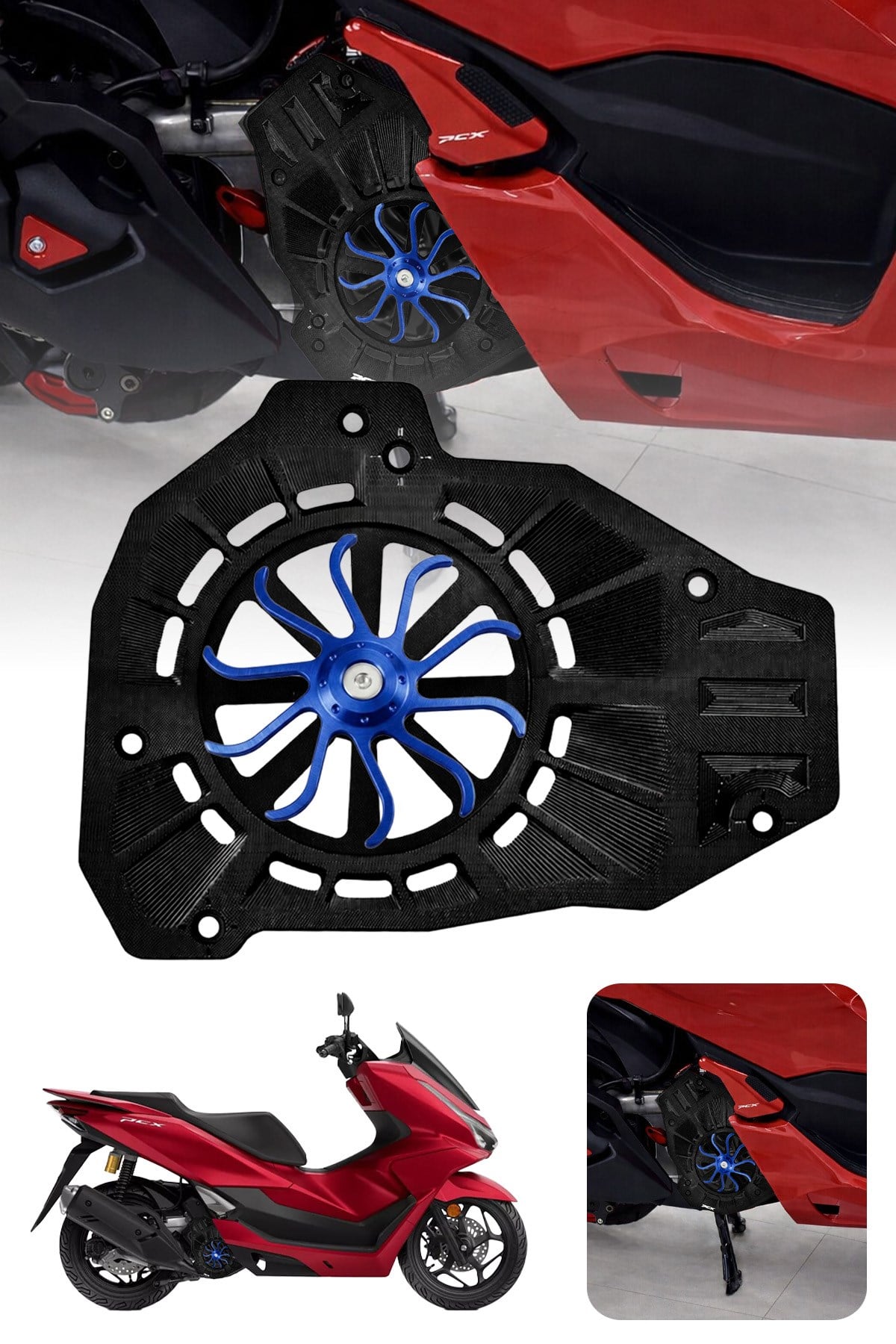 Honda Pcx Uyumlu Renkli Pervaneli Radyatör Koruması 2021-2026 Cnc Mavi