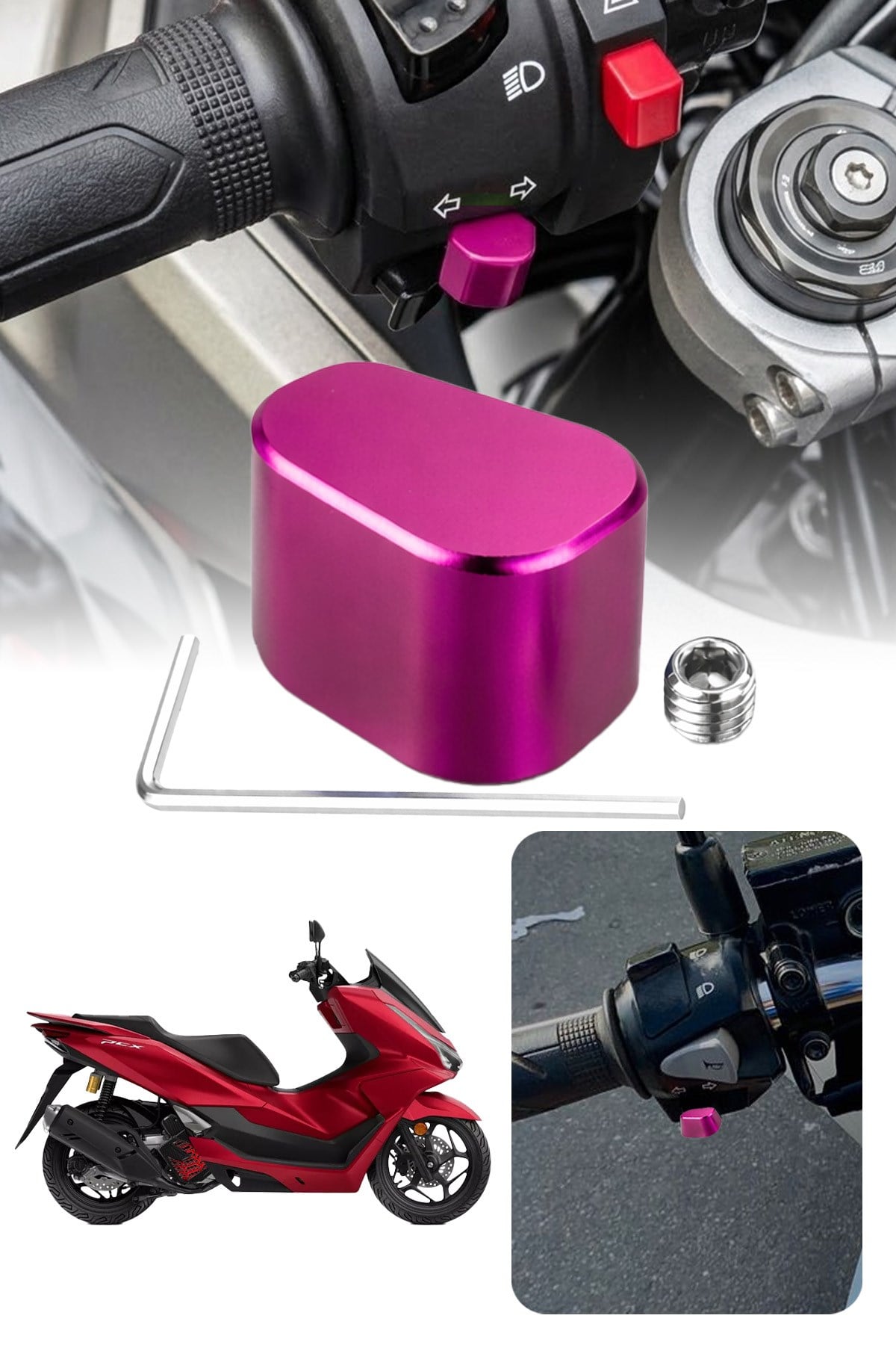 Honda Pcx Uyumlu Sinyal Switch 2020-2026 Cnc Pembe