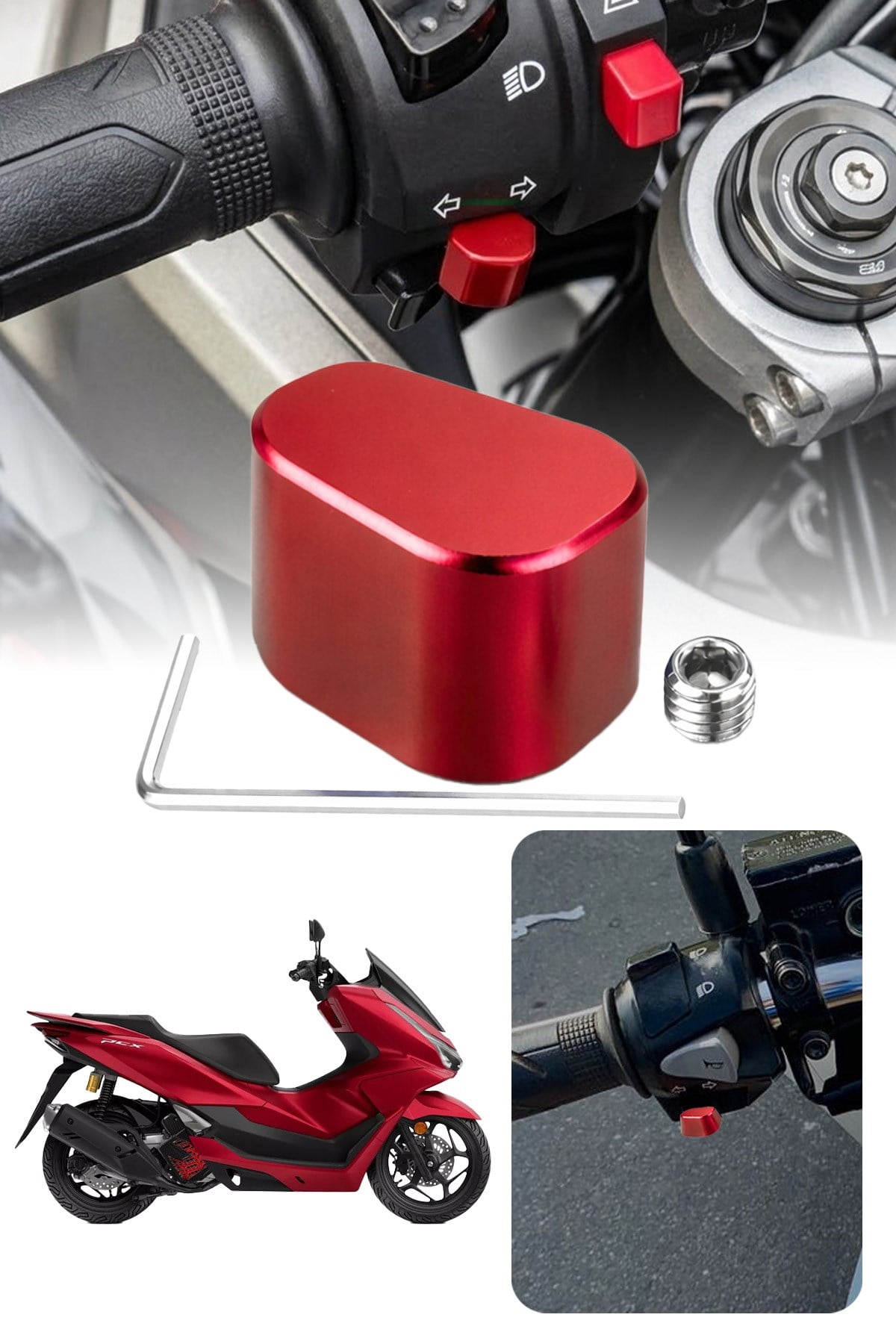 Honda Pcx Uyumlu Sinyal Switch 2020-2026 Cnc Kırmızı