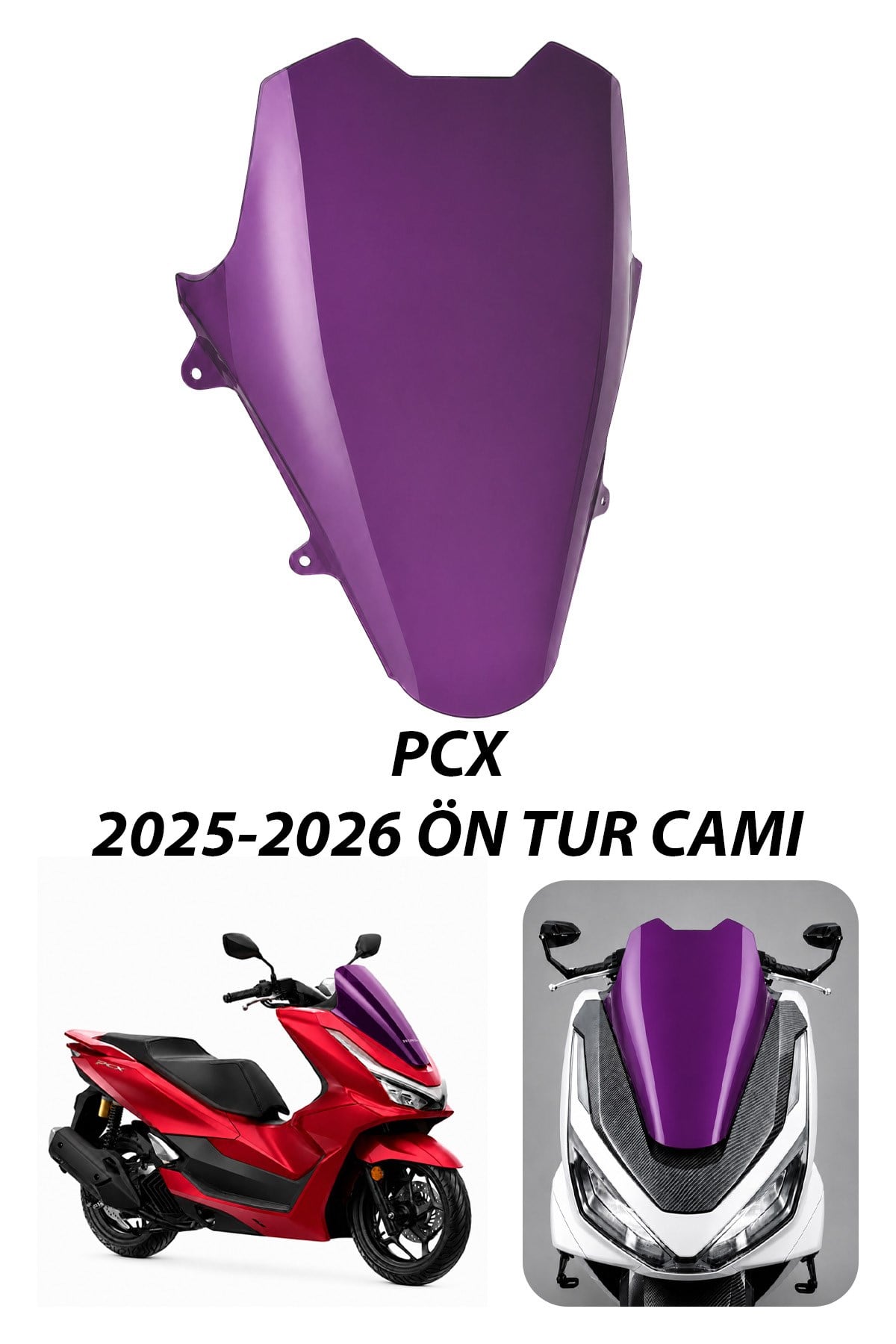 Honda Pcx Uyumlu Spor Tur Camı Mor