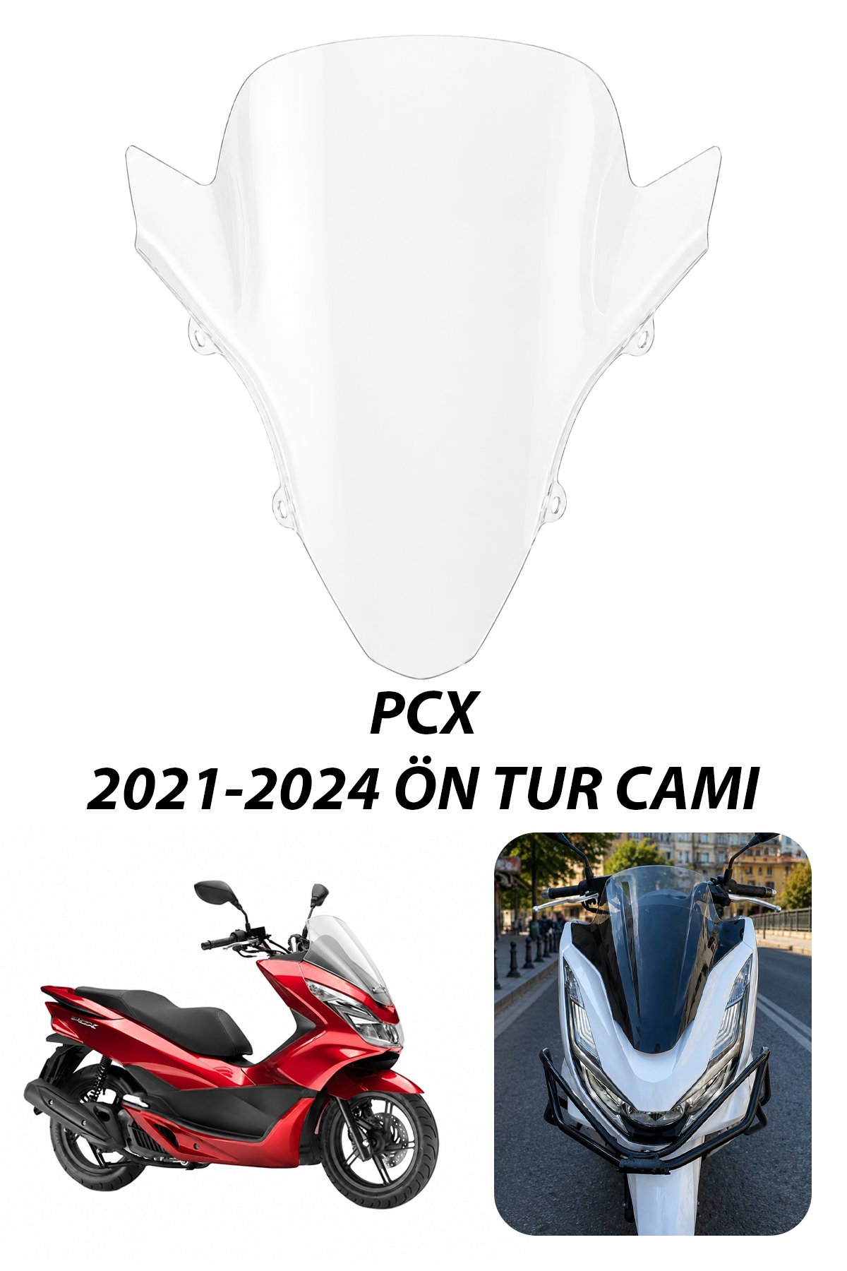 Honda Pcx Uyumlu Sport Tur Camı 2021-2024 Şeffaf